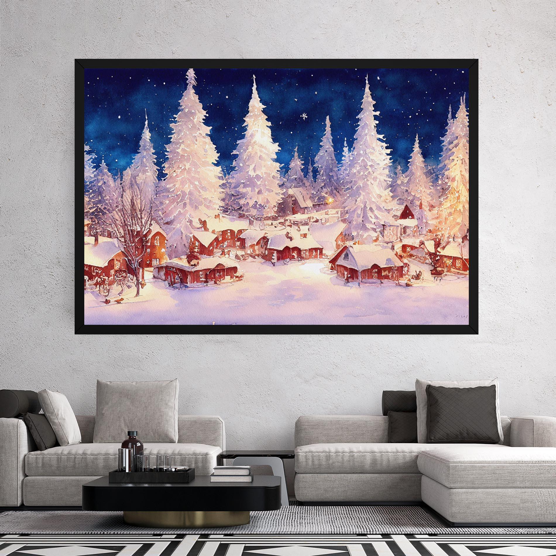 Obraz na Płótnie Snow Falling Painting mockup 2