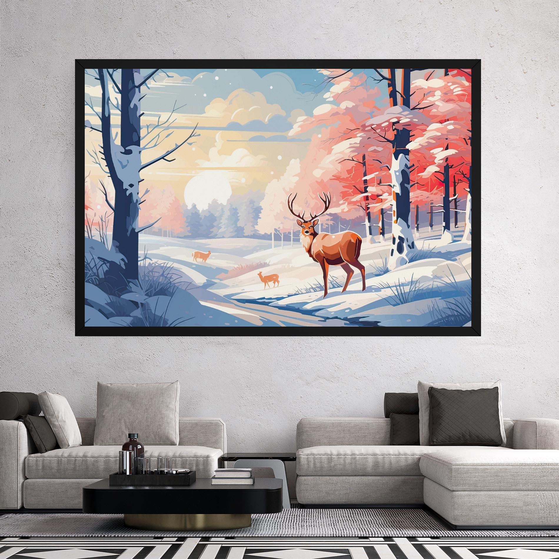 Obraz na Płótnie Winter Deer Art mockup 2