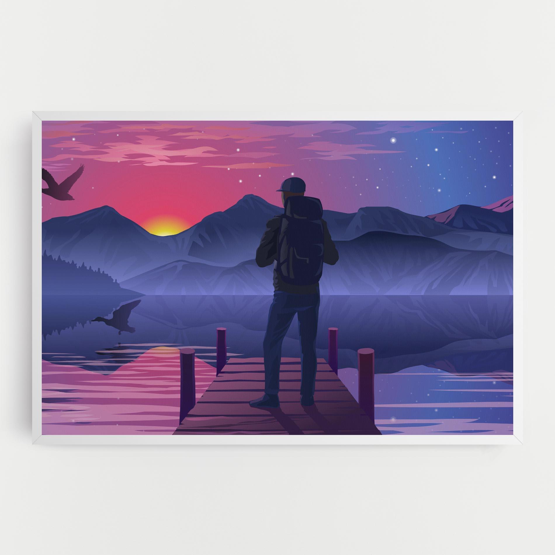 Obraz na Płótnie Lake Pink Night mockup 0