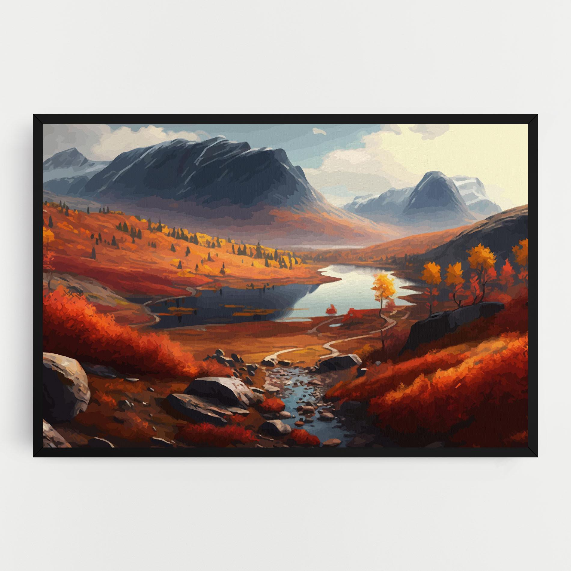 Obraz na Płótnie Autumn Field Lake mockup 0