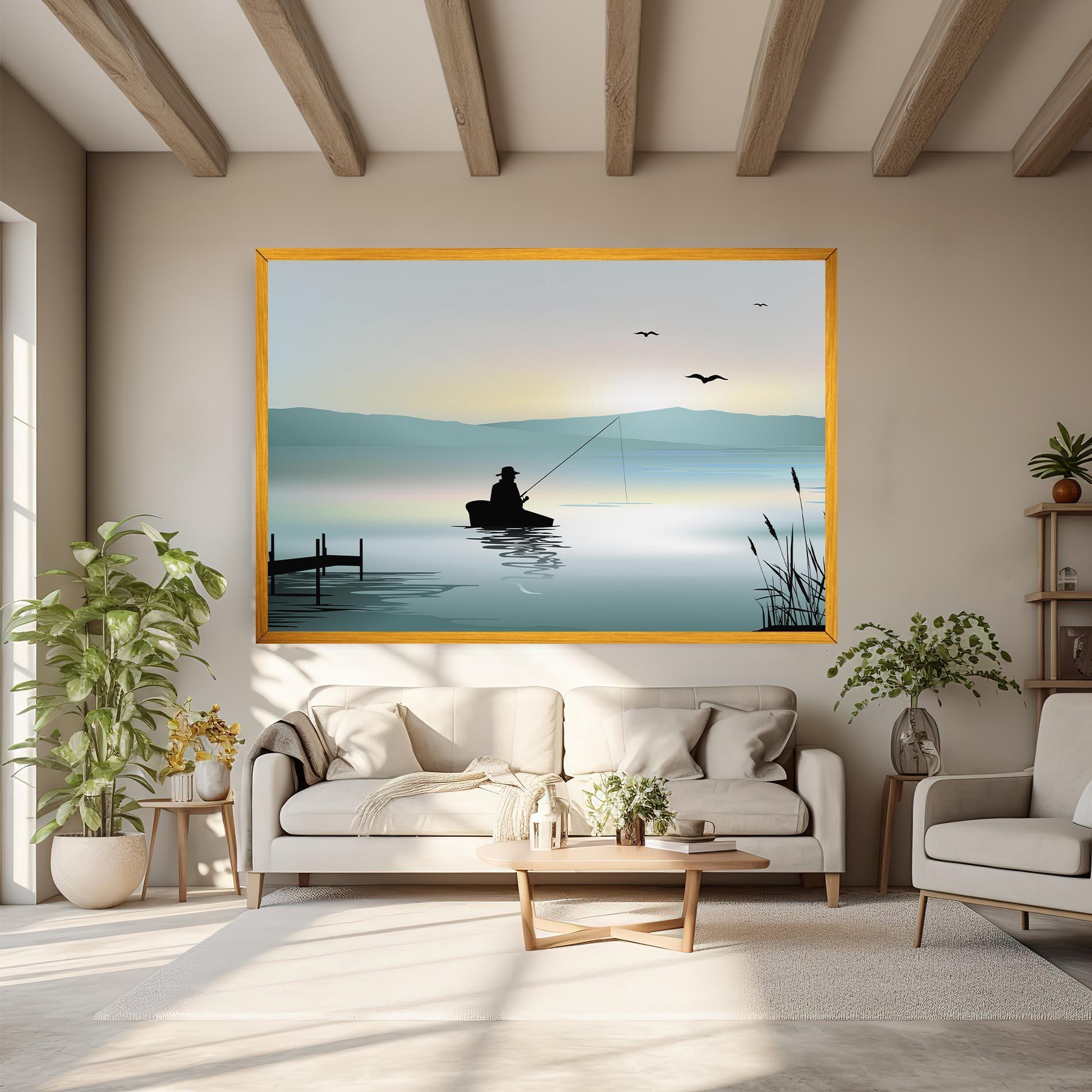 Obraz na Płótnie Fishman Lake View mockup 6