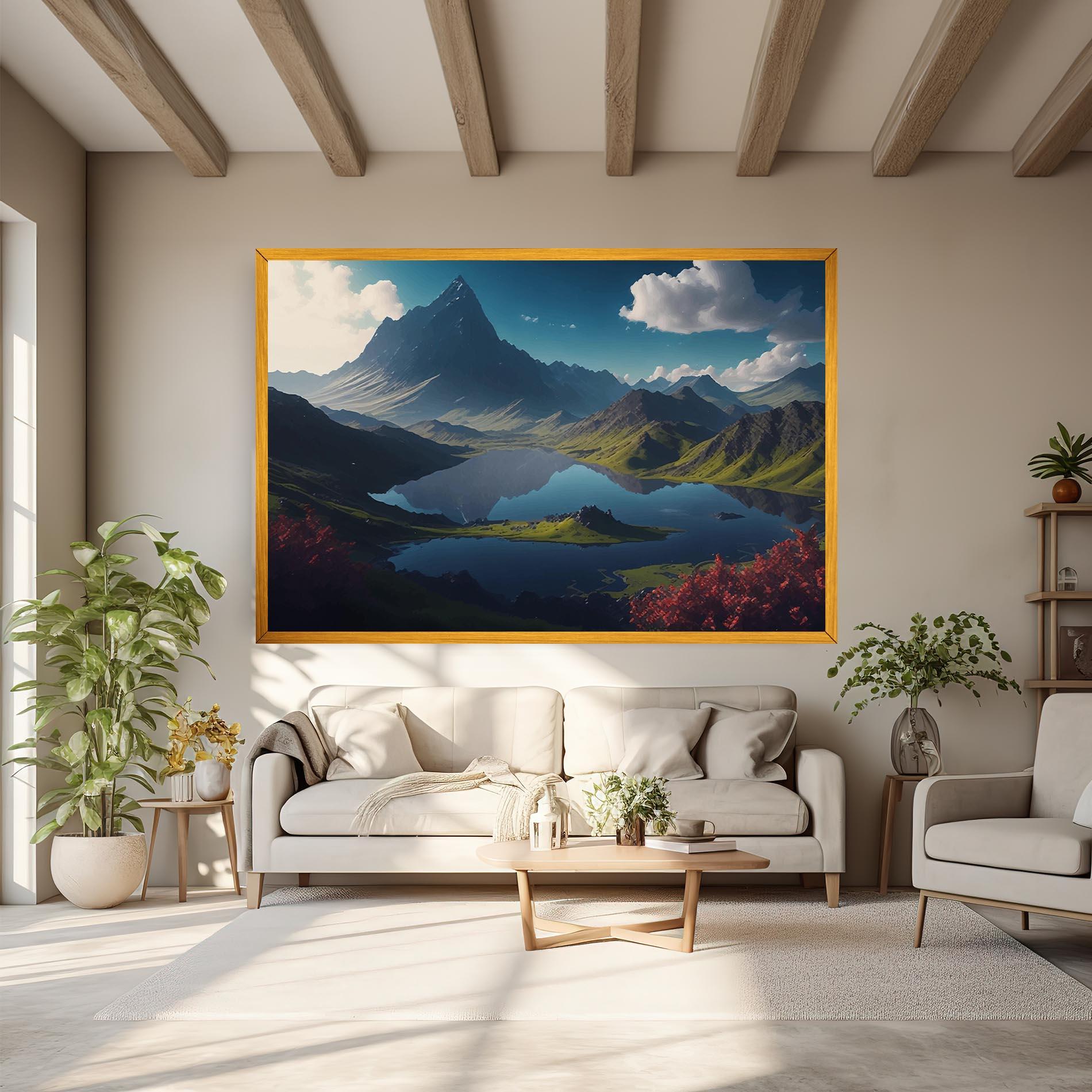 Obraz na Płótnie Red Flower Lake mockup 6