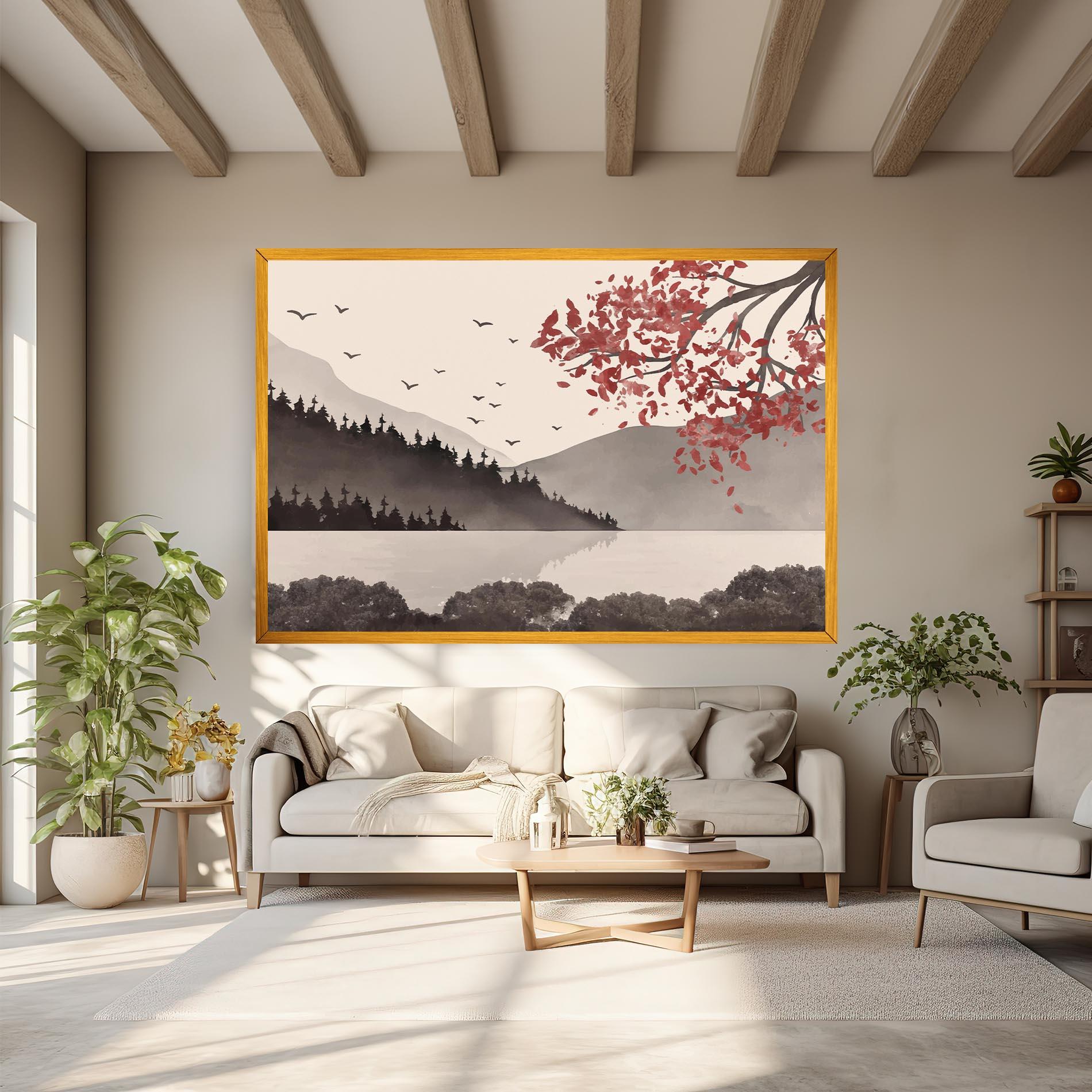 Obraz na Płótnie Red Tree Lake mockup 6