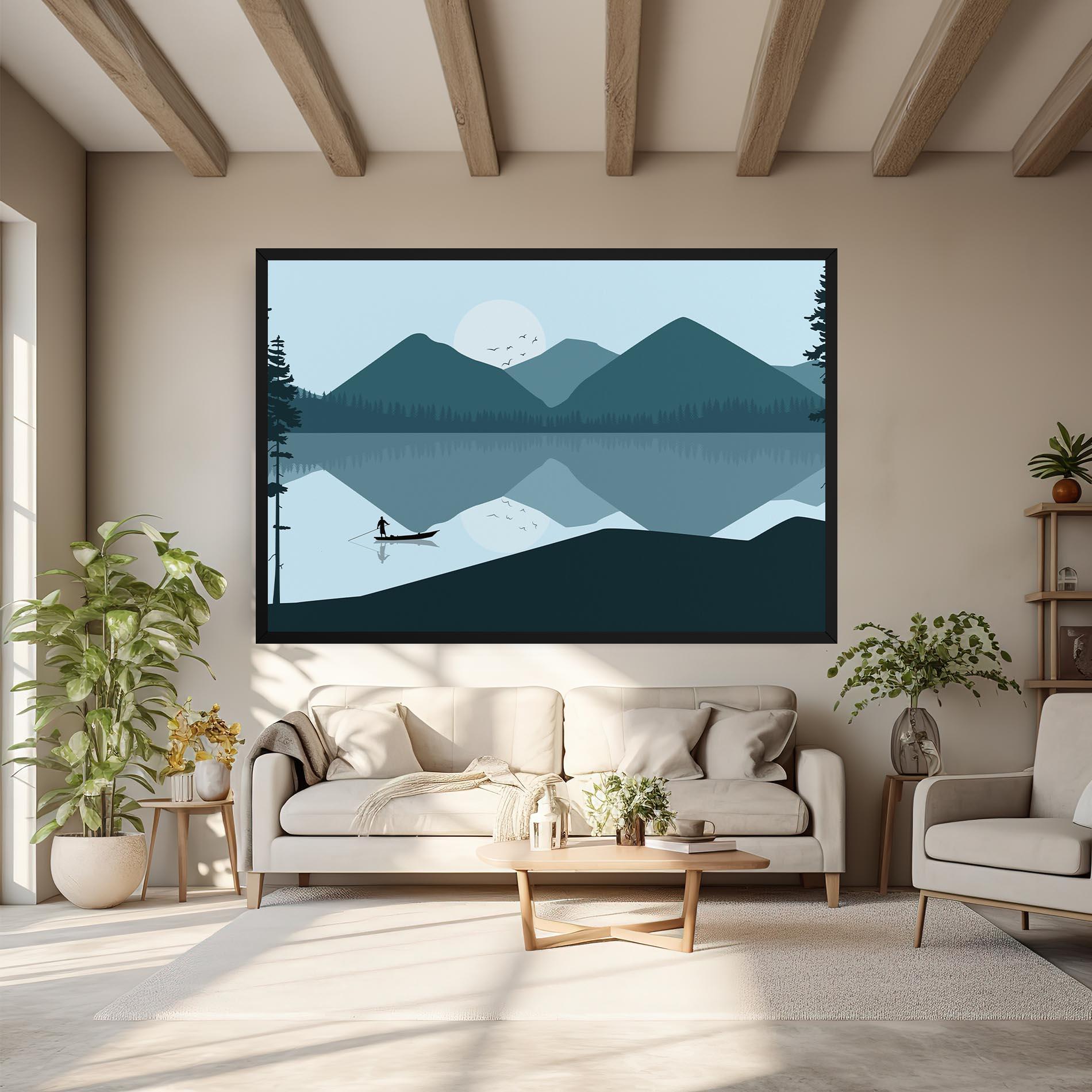 Obraz na Płótnie Blue Light Lake mockup 6