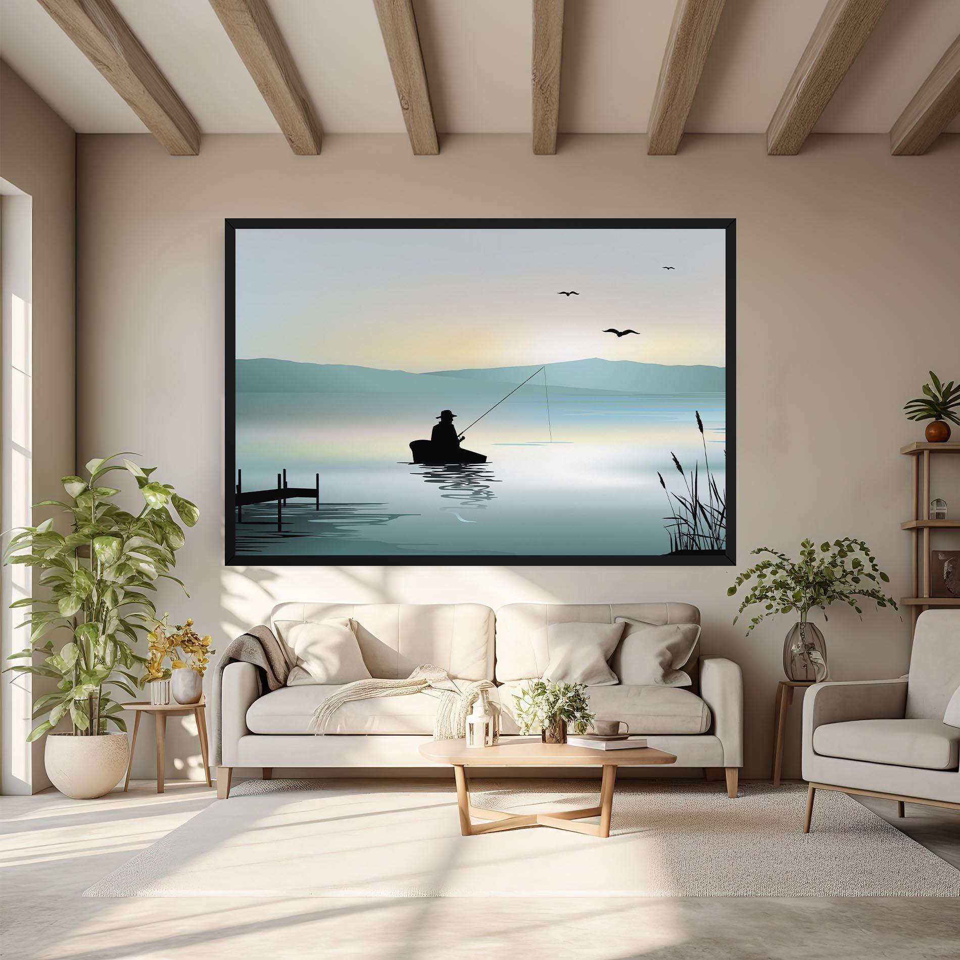 Obraz na Płótnie Fishman Lake View mockup 6