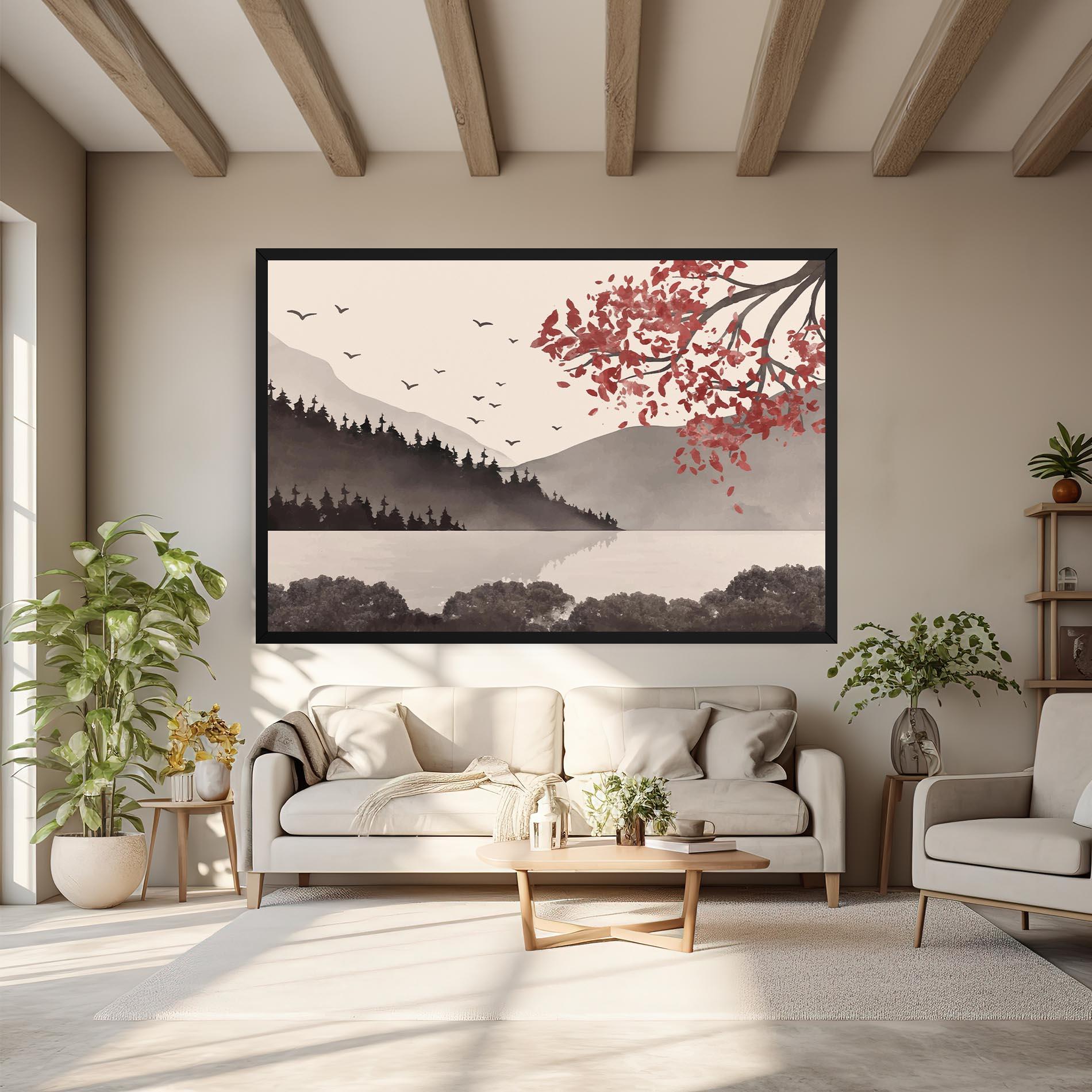 Obraz na Płótnie Red Tree Lake mockup 6