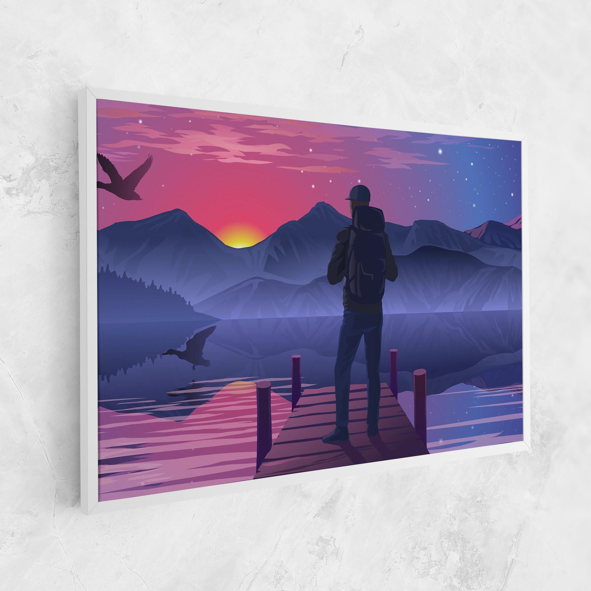 Obraz na Płótnie Lake Pink Night mockup 1