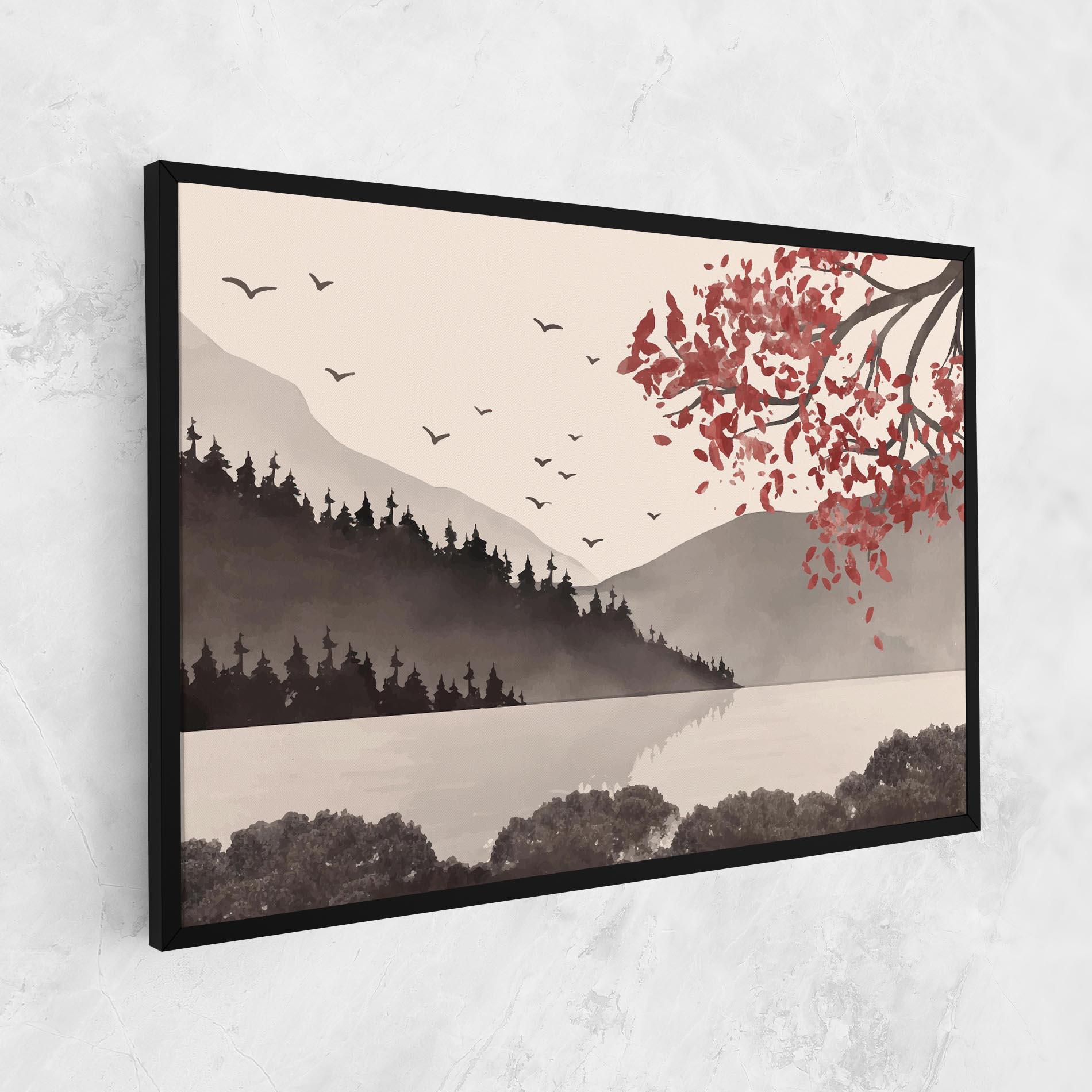 Obraz na Płótnie Red Tree Lake mockup 1