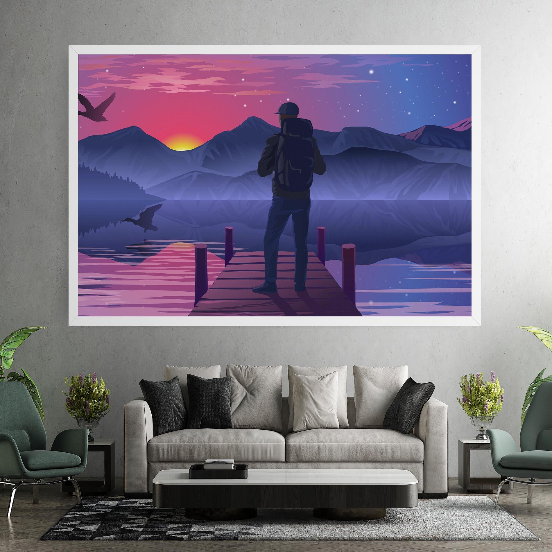 Obraz na Płótnie Lake Pink Night mockup 7