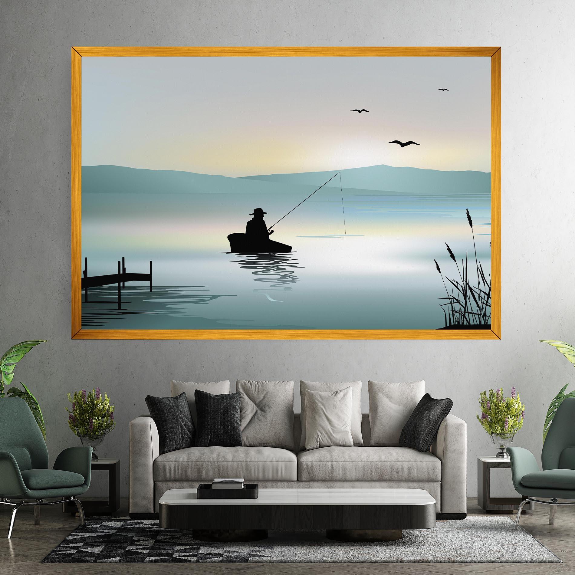 Obraz na Płótnie Fishman Lake View mockup 7