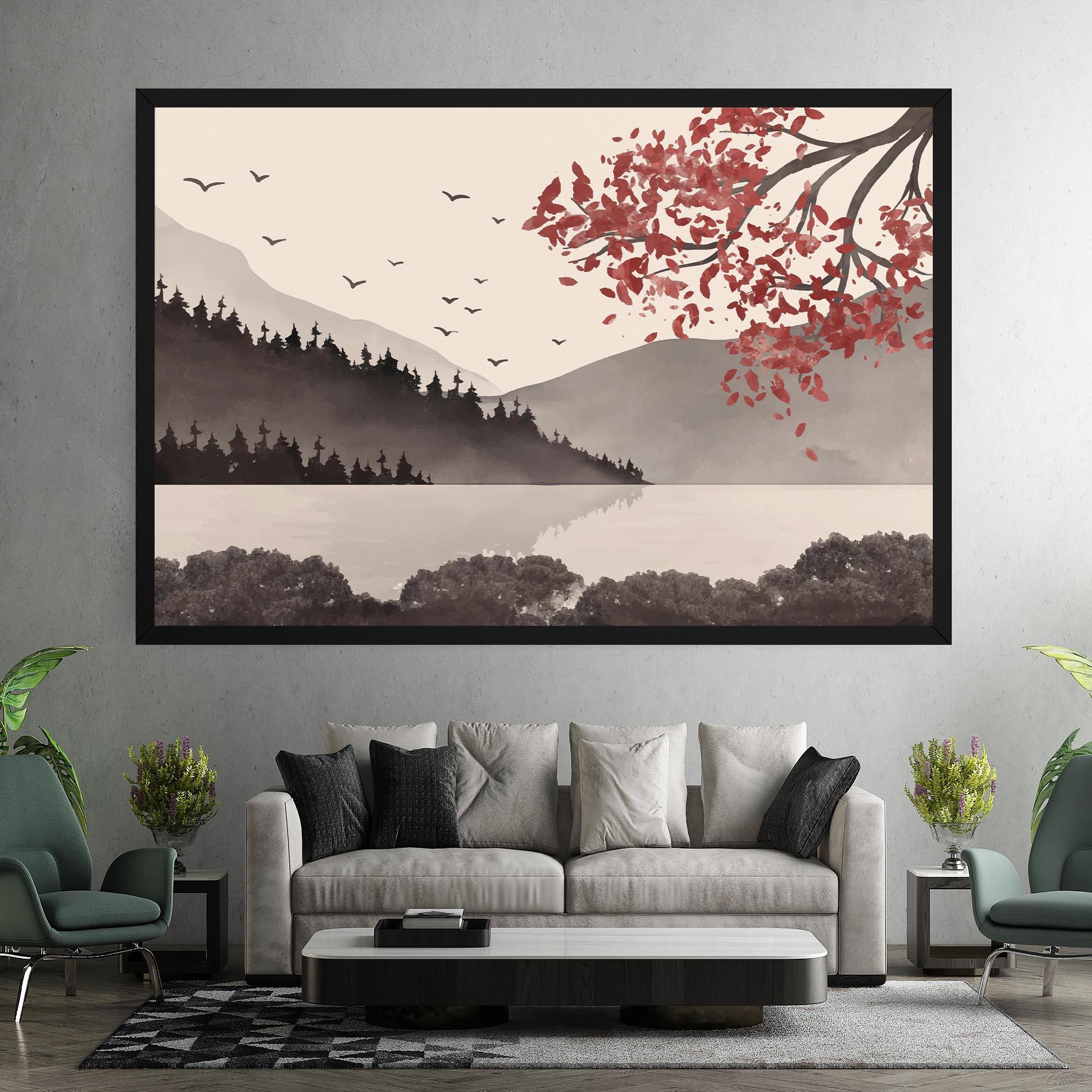 Obraz na Płótnie Red Tree Lake mockup 7