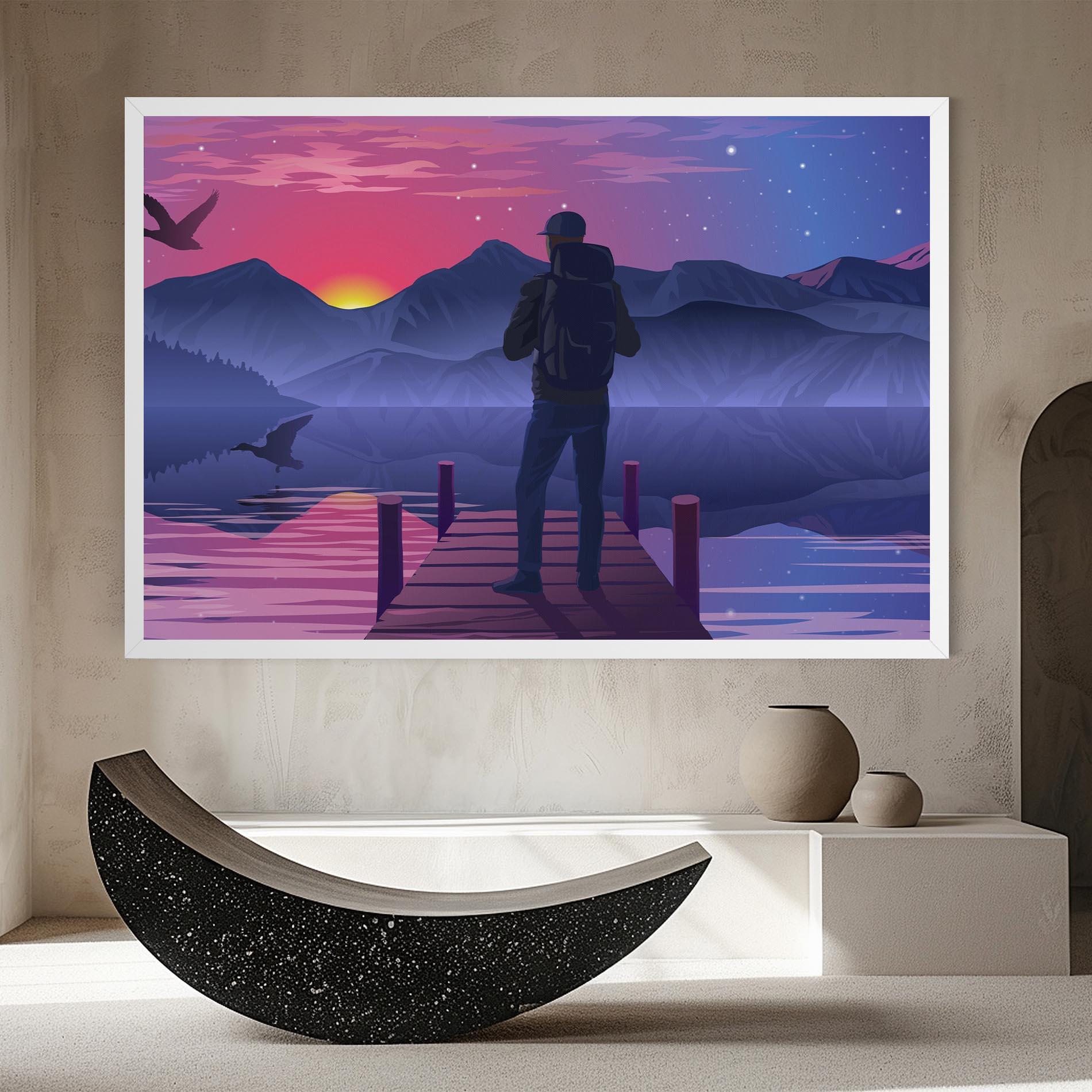 Obraz na Płótnie Lake Pink Night mockup 8