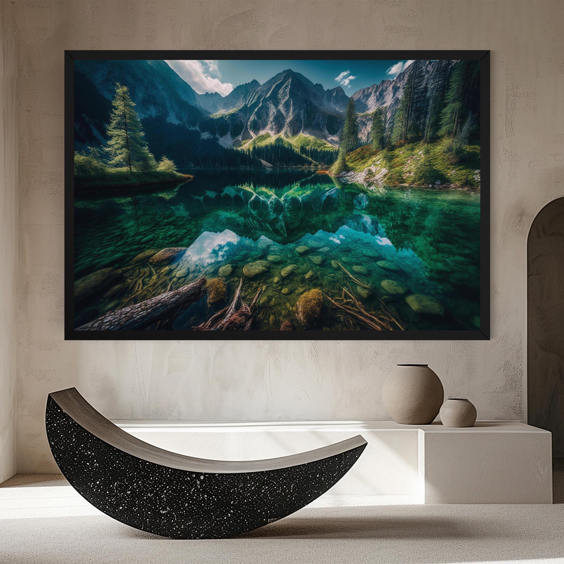 Obraz na Płótnie Beautiful Lake Mountain mockup 8