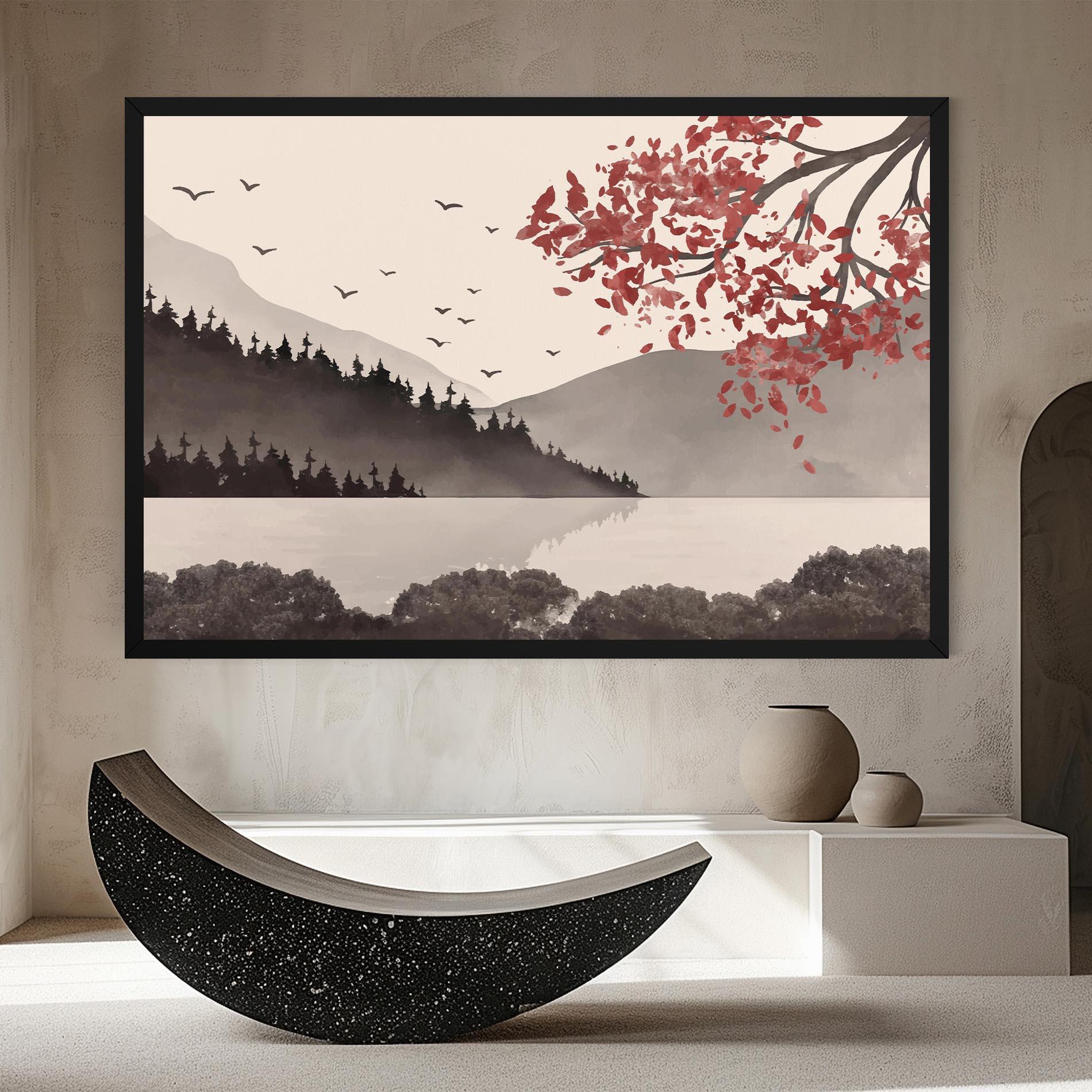 Obraz na Płótnie Red Tree Lake mockup 8