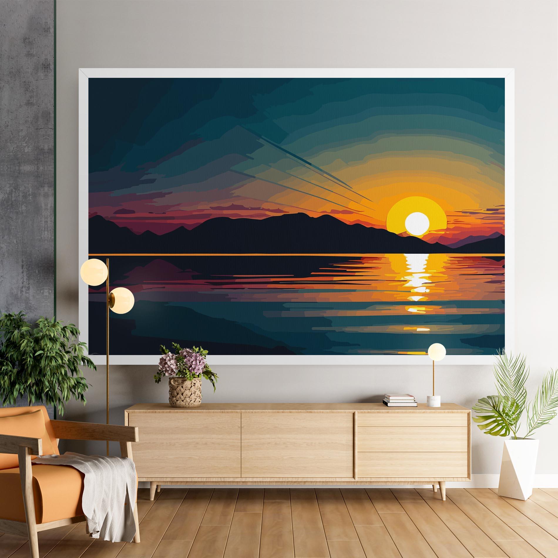 Obraz na Płótnie Sunset Art Lake mockup 9