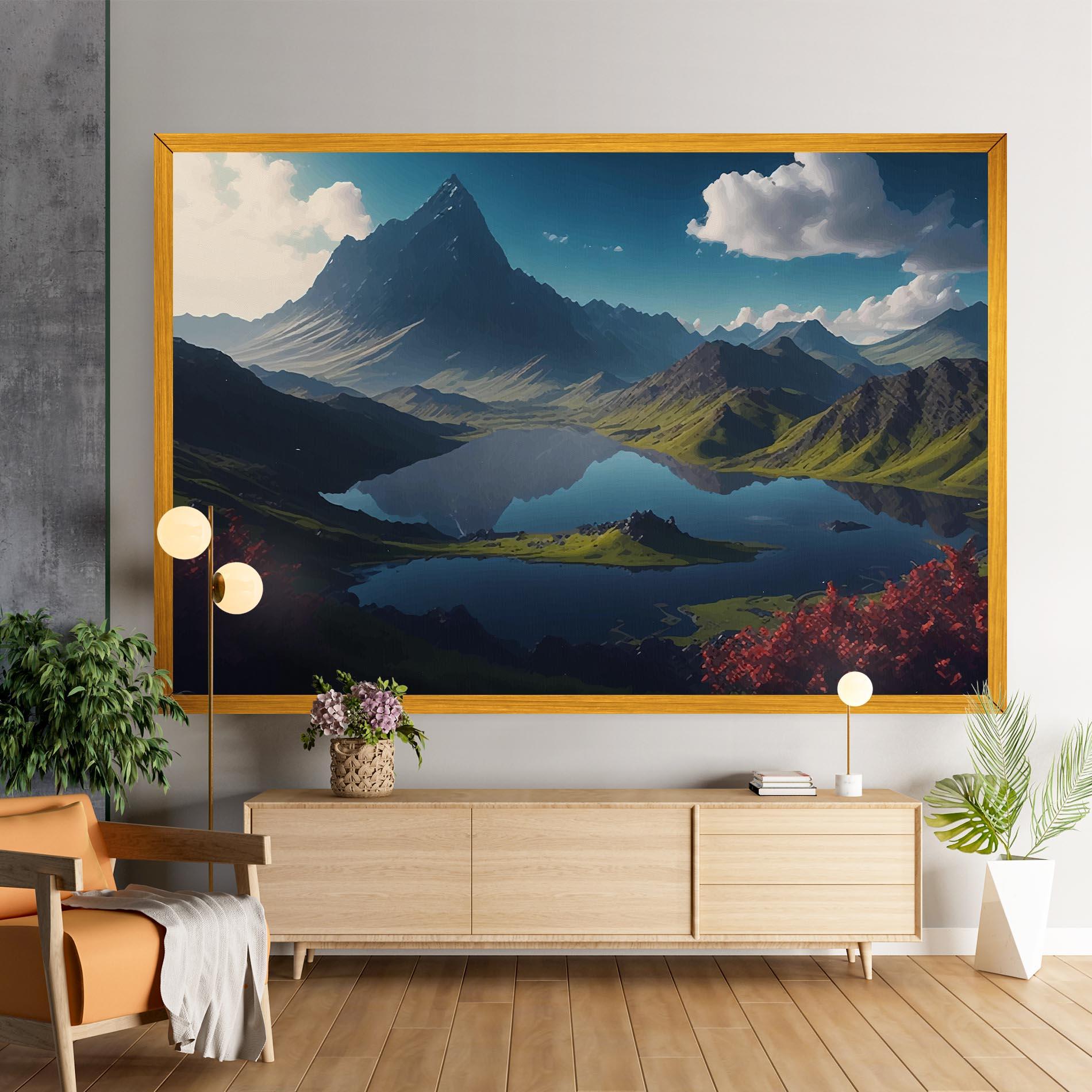 Obraz na Płótnie Red Flower Lake mockup 9