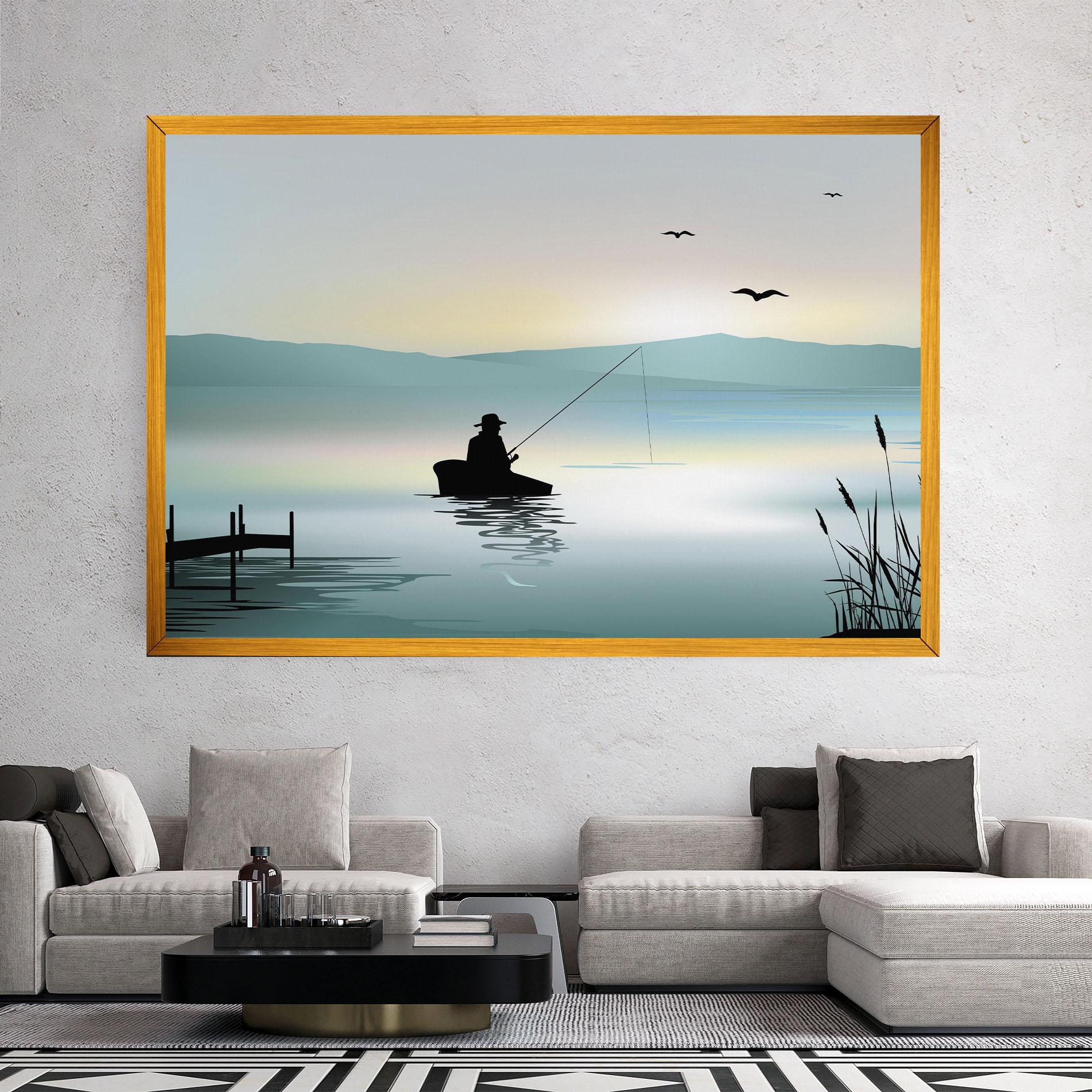 Obraz na Płótnie Fishman Lake View mockup 2