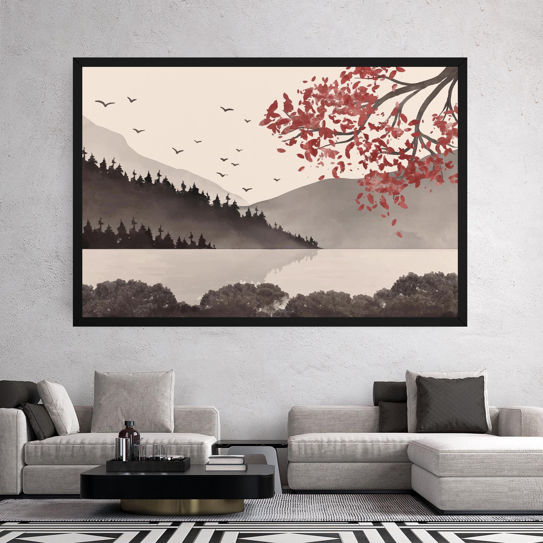 Obraz na Płótnie Red Tree Lake mockup 2