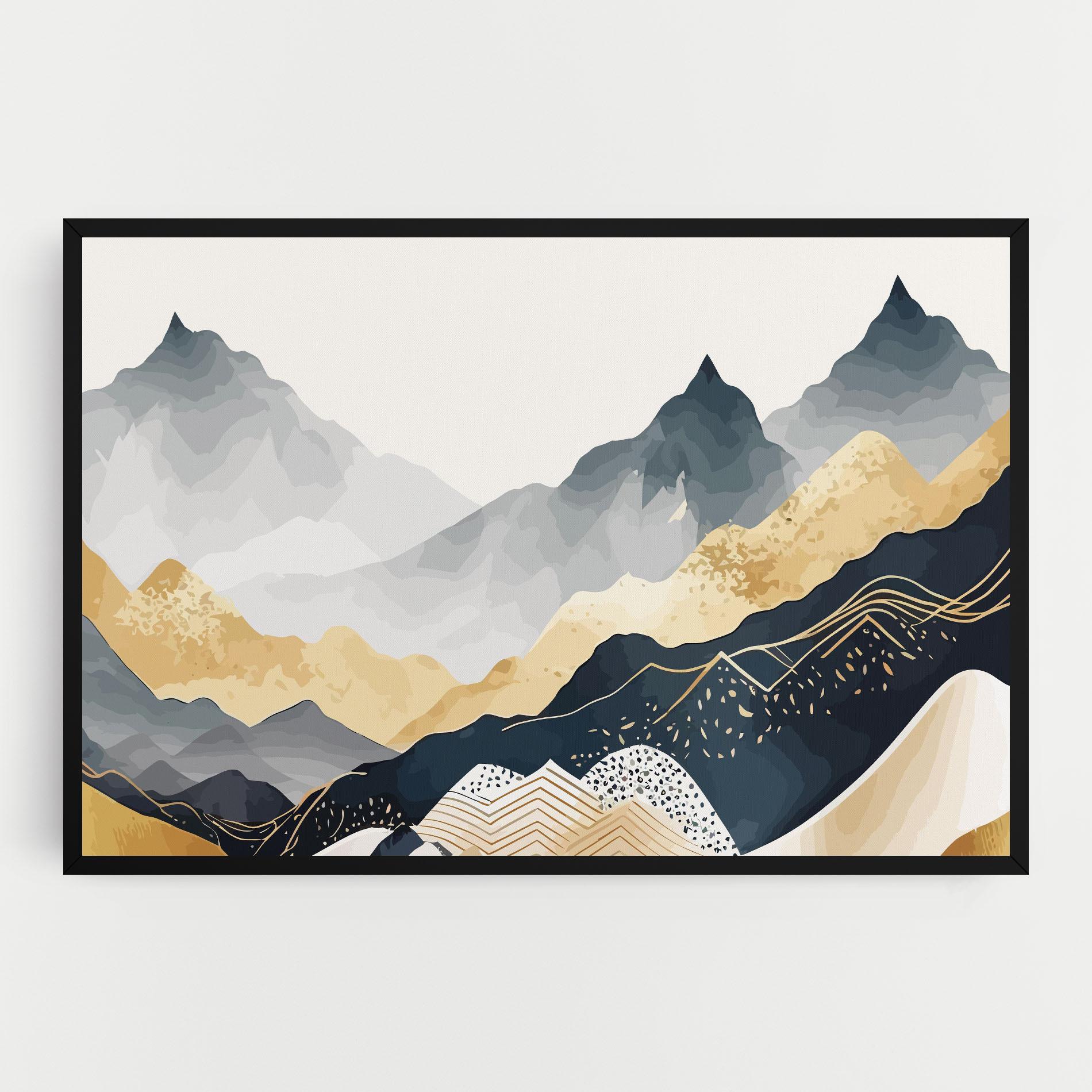 Obraz na Płótnie Gold Grey Mountain mockup 0