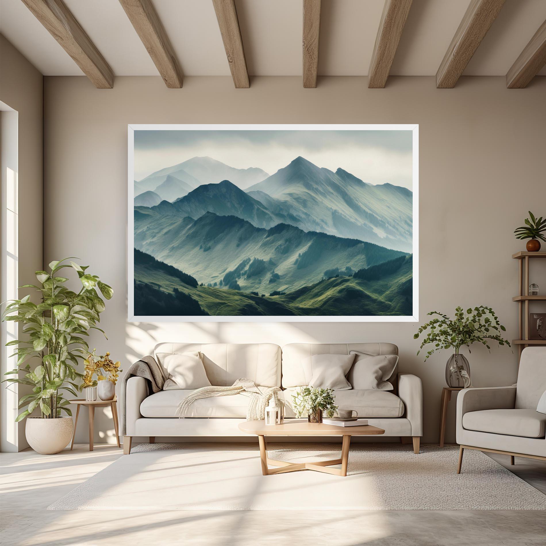 Obraz na Płótnie Amazing Foggy Mountain mockup 6