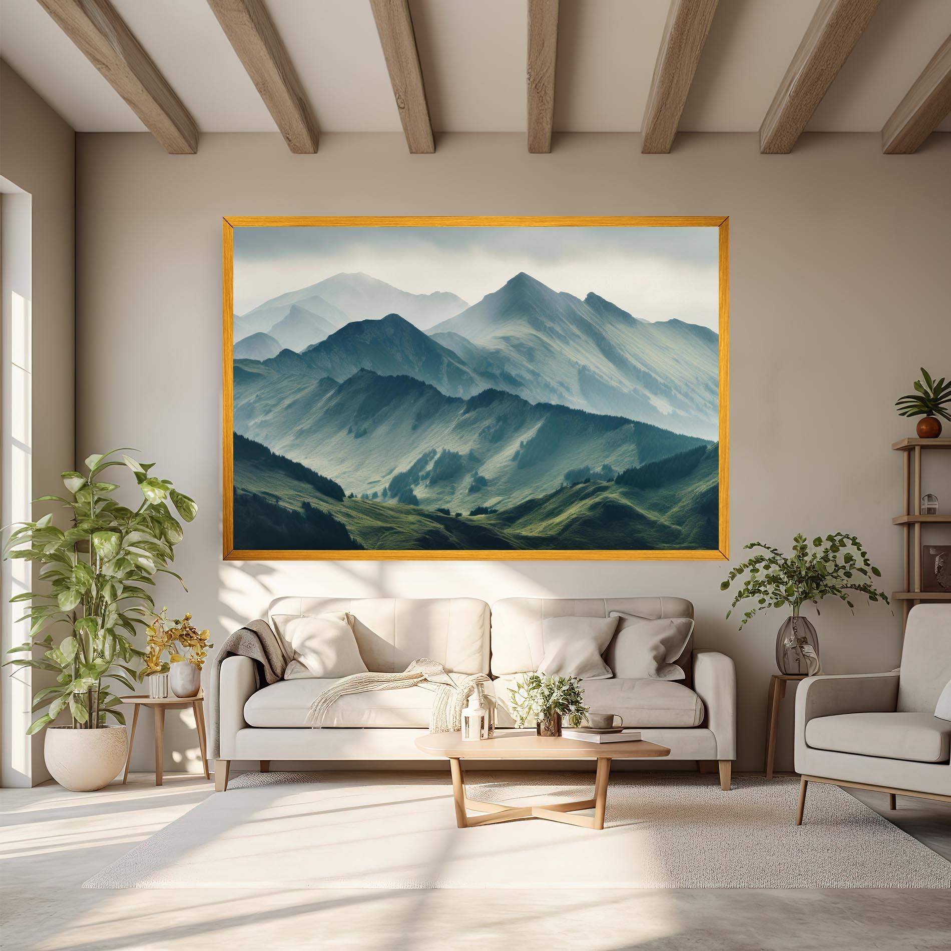 Obraz na Płótnie Amazing Foggy Mountain mockup 6