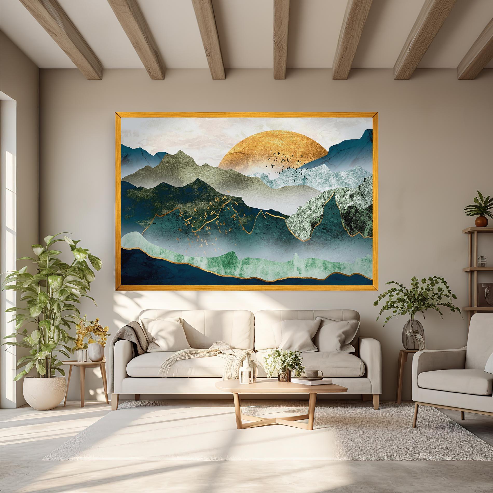 Obraz na Płótnie Golden Mountains mockup 6