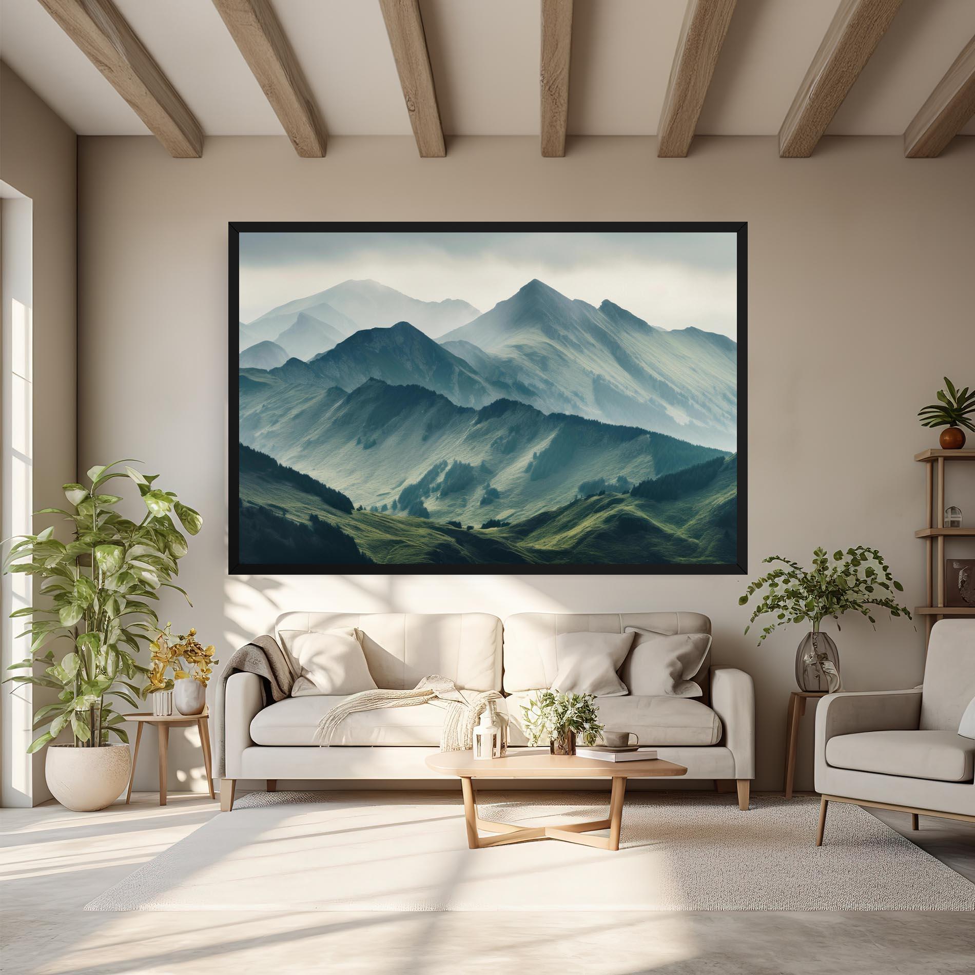 Obraz na Płótnie Amazing Foggy Mountain mockup 6