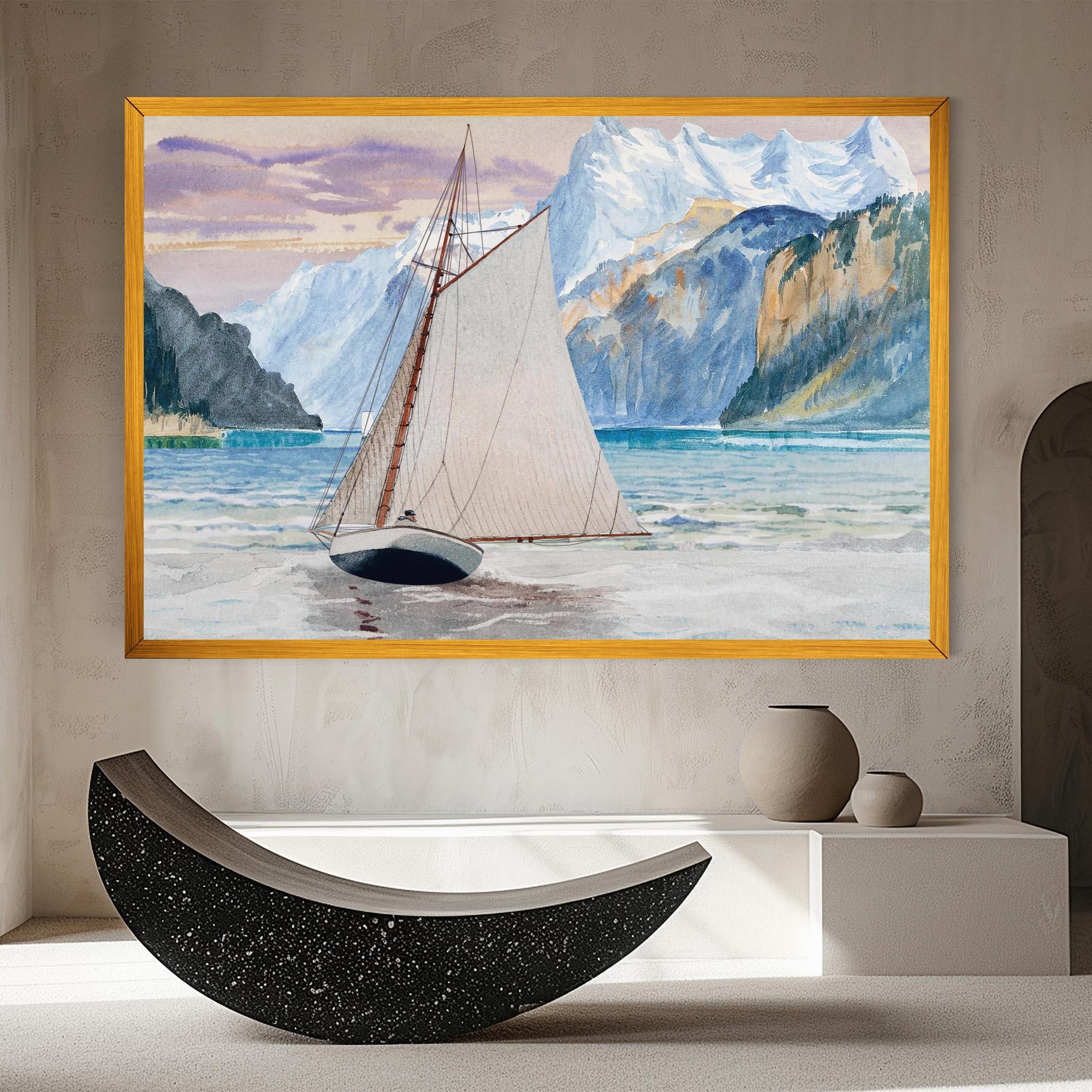 Obraz na Płótnie Boat Mountain View mockup 8