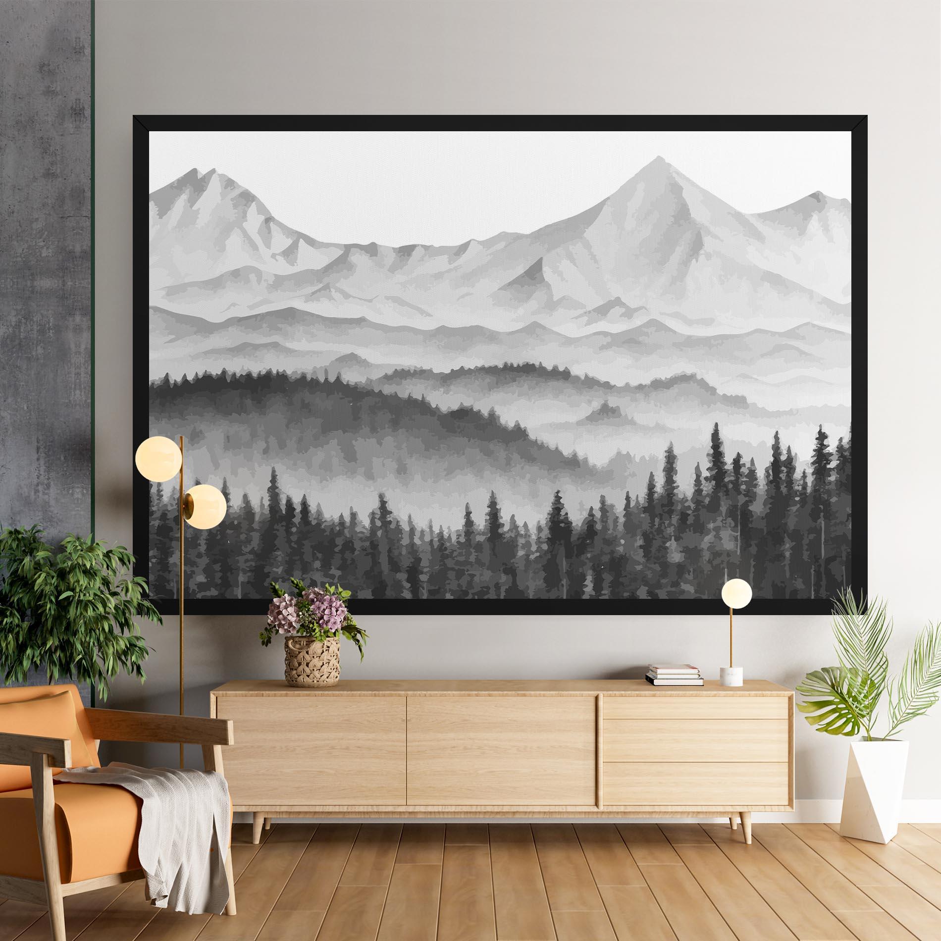 Obraz na Płótnie Grey Mountain Drawing mockup 9
