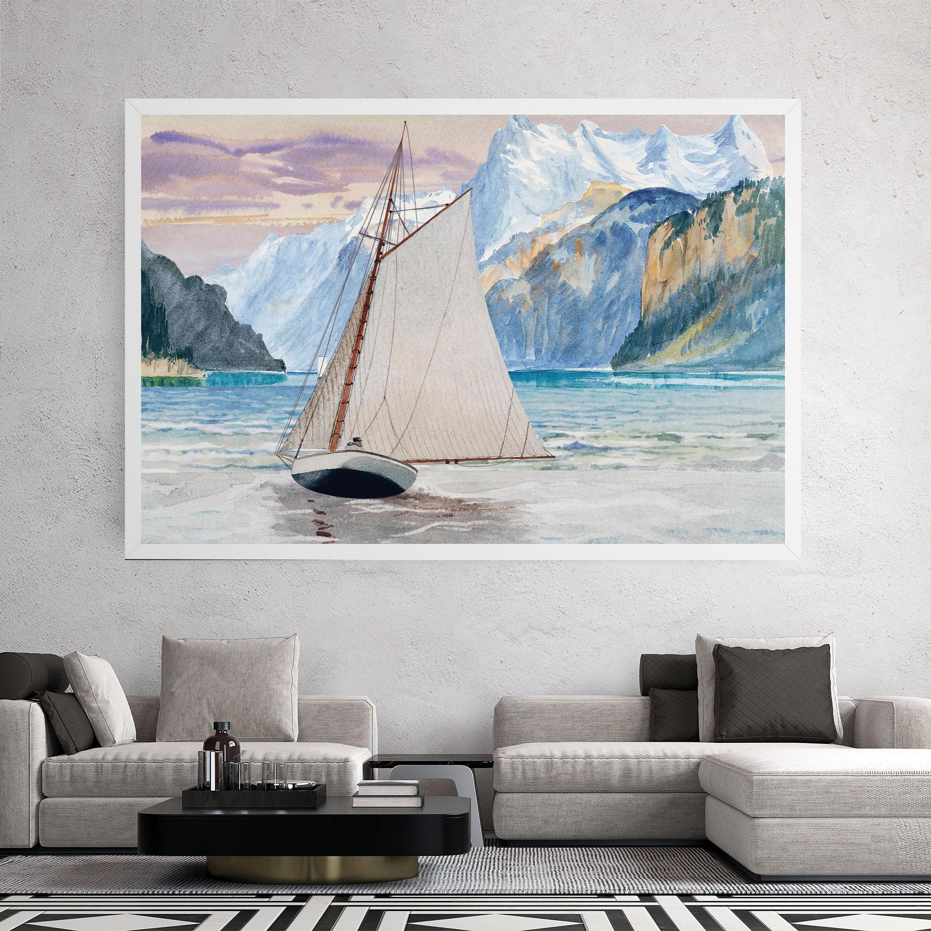 Obraz na Płótnie Boat Mountain View mockup 2