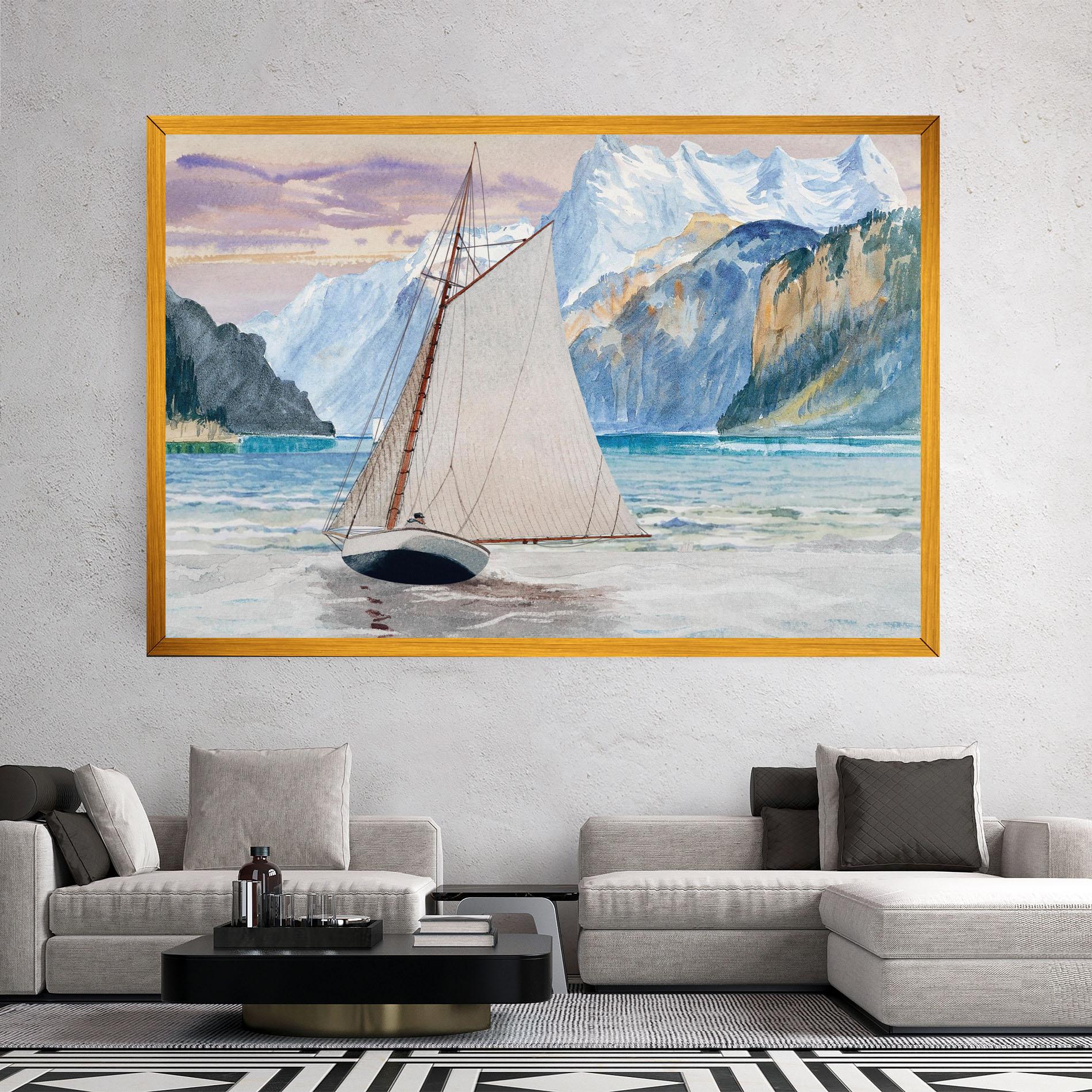 Obraz na Płótnie Boat Mountain View mockup 2