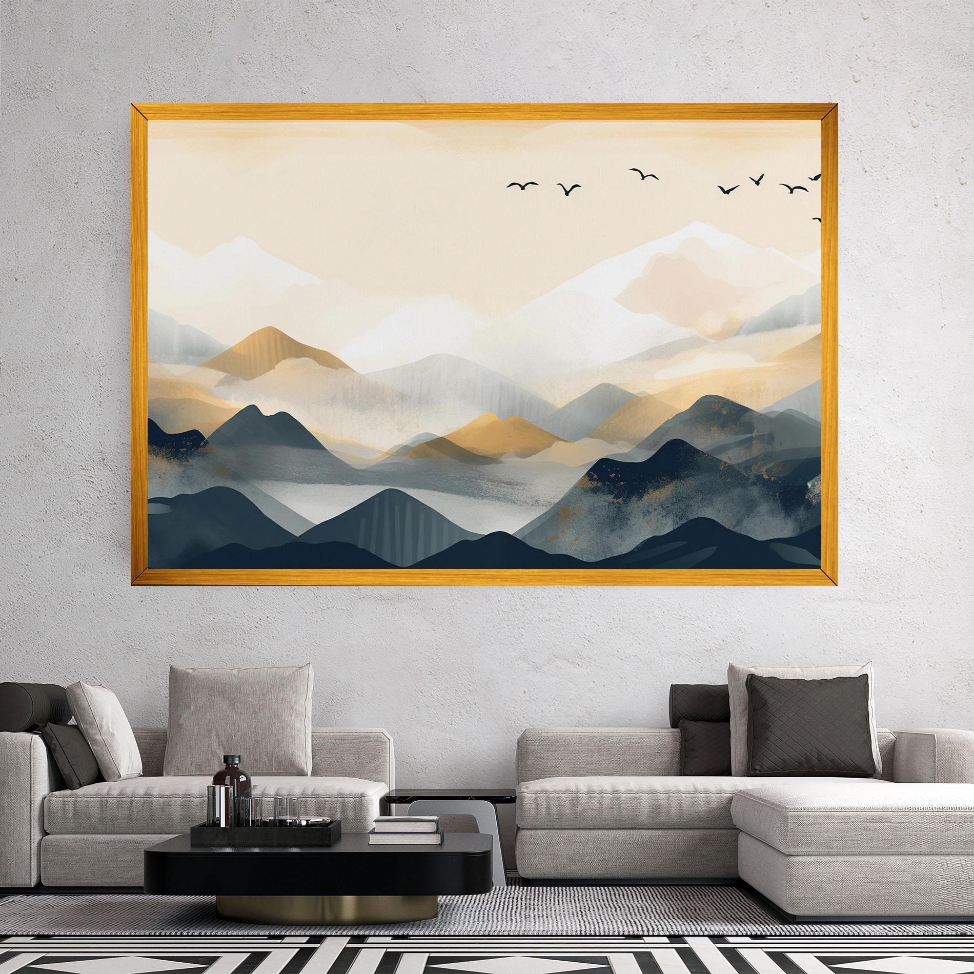 Obraz na Płótnie Gold Foggy Blue mockup 2