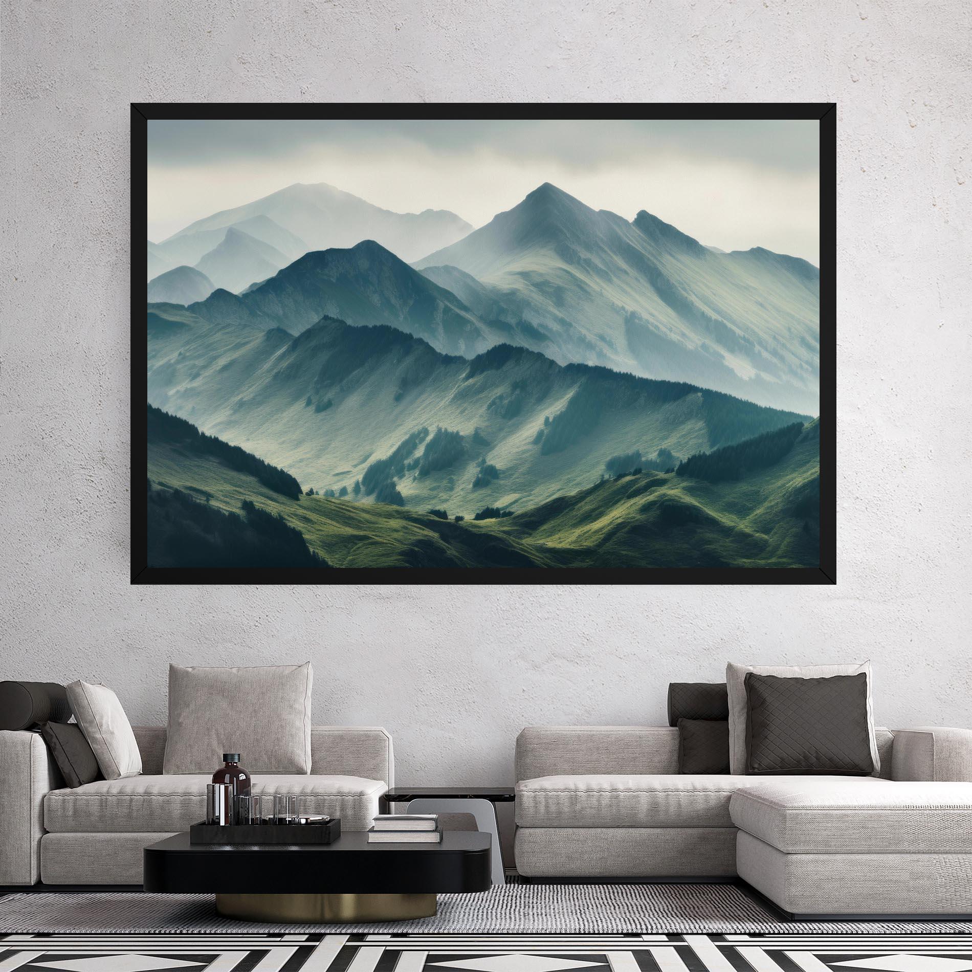 Obraz na Płótnie Amazing Foggy Mountain mockup 2