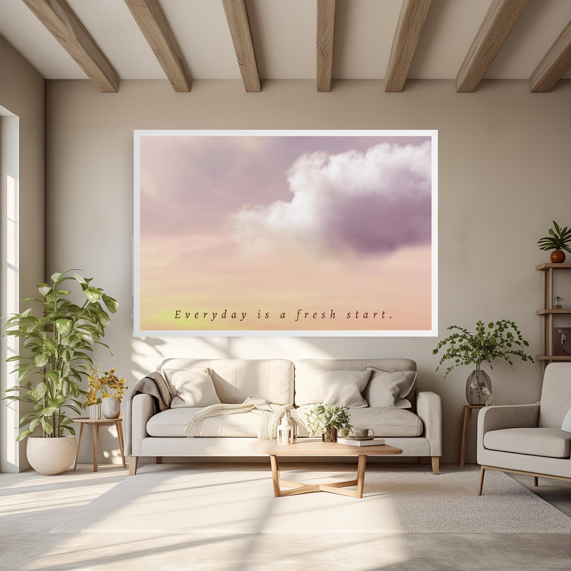 Obraz na Płótnie Clouds Text Cream mockup 6