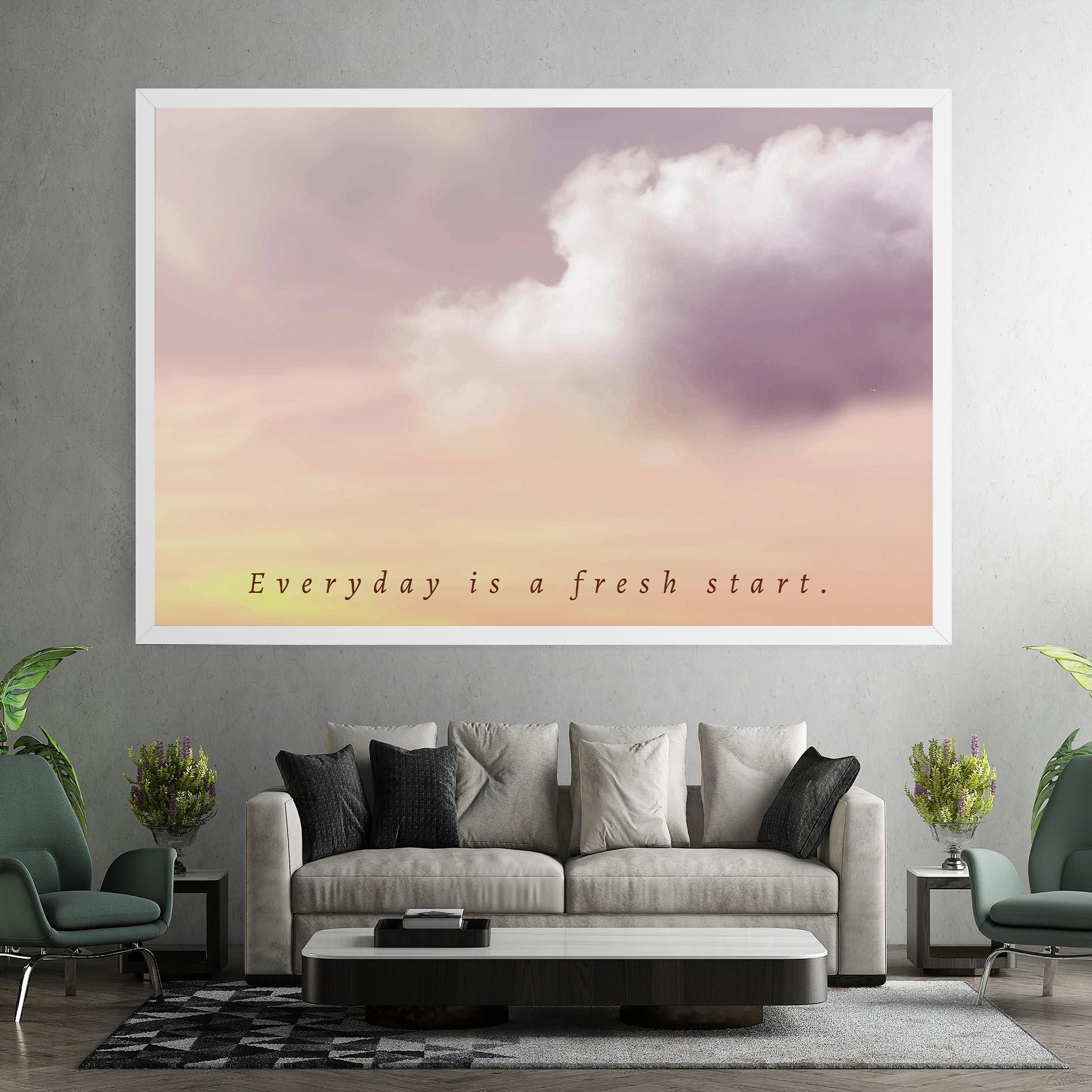 Obraz na Płótnie Clouds Text Cream mockup 7