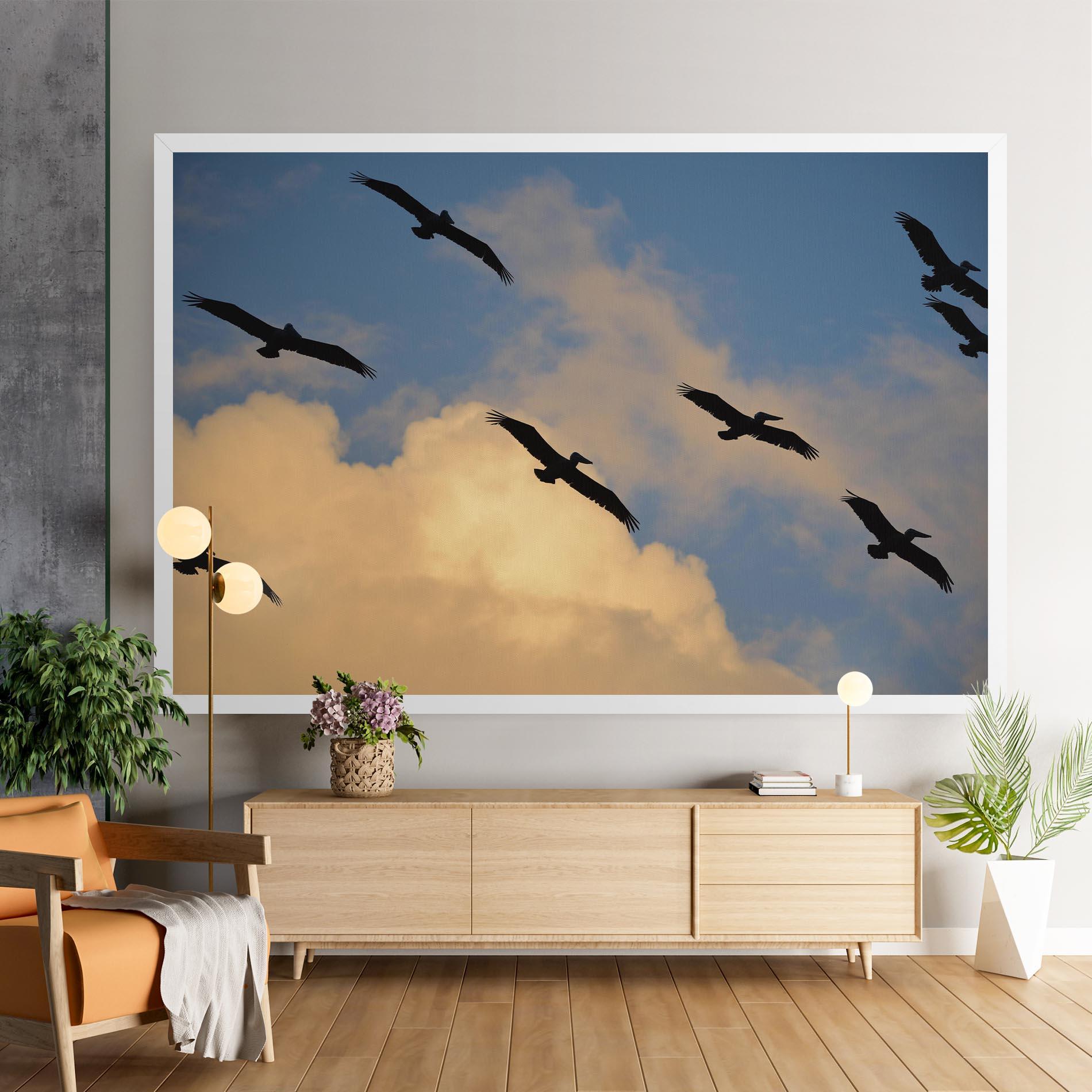 Obraz na Płótnie Bird Shilouette Cloud mockup 9