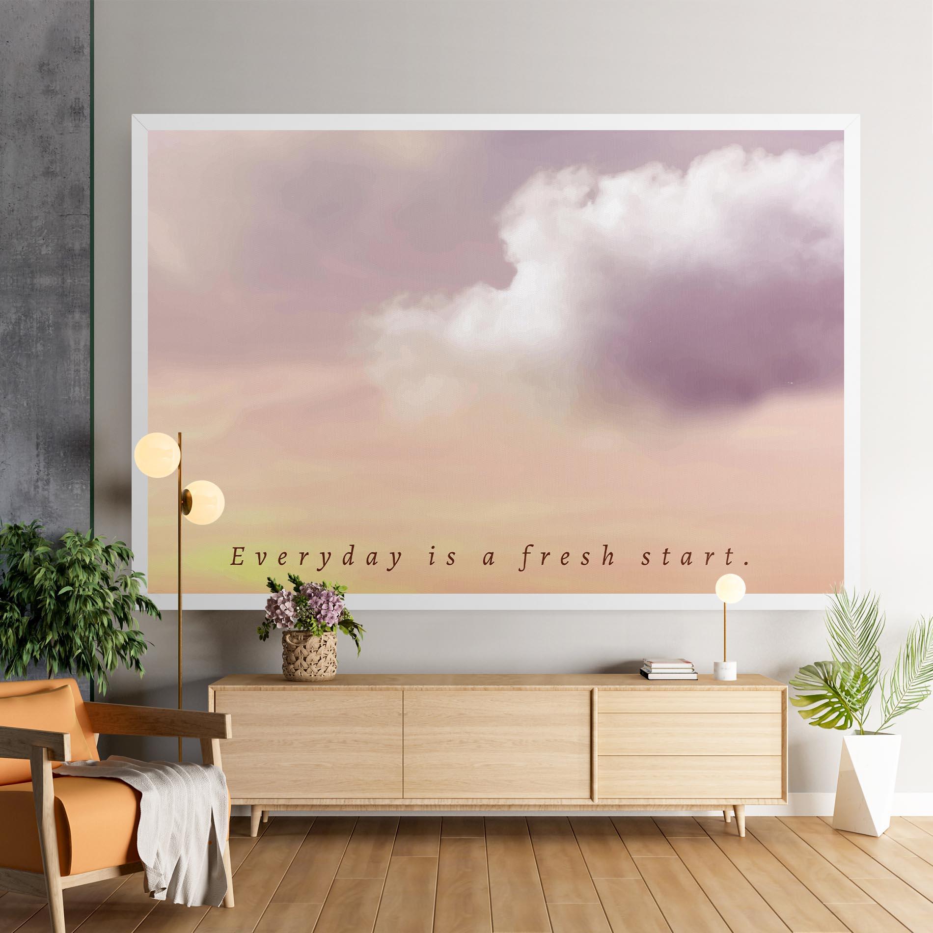 Obraz na Płótnie Clouds Text Cream mockup 9