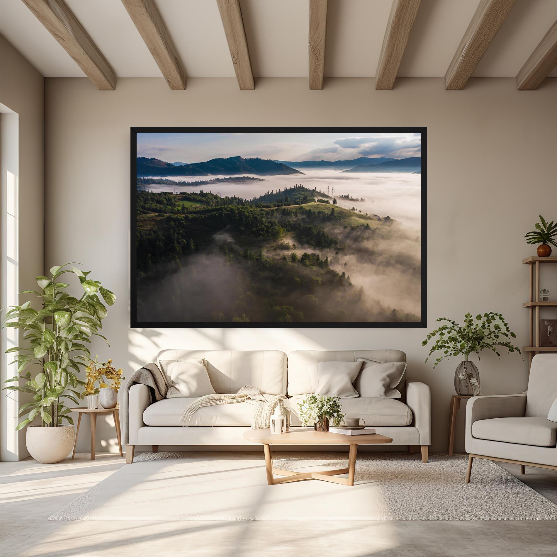 Obraz na Płótnie Foggy Forest View mockup 6