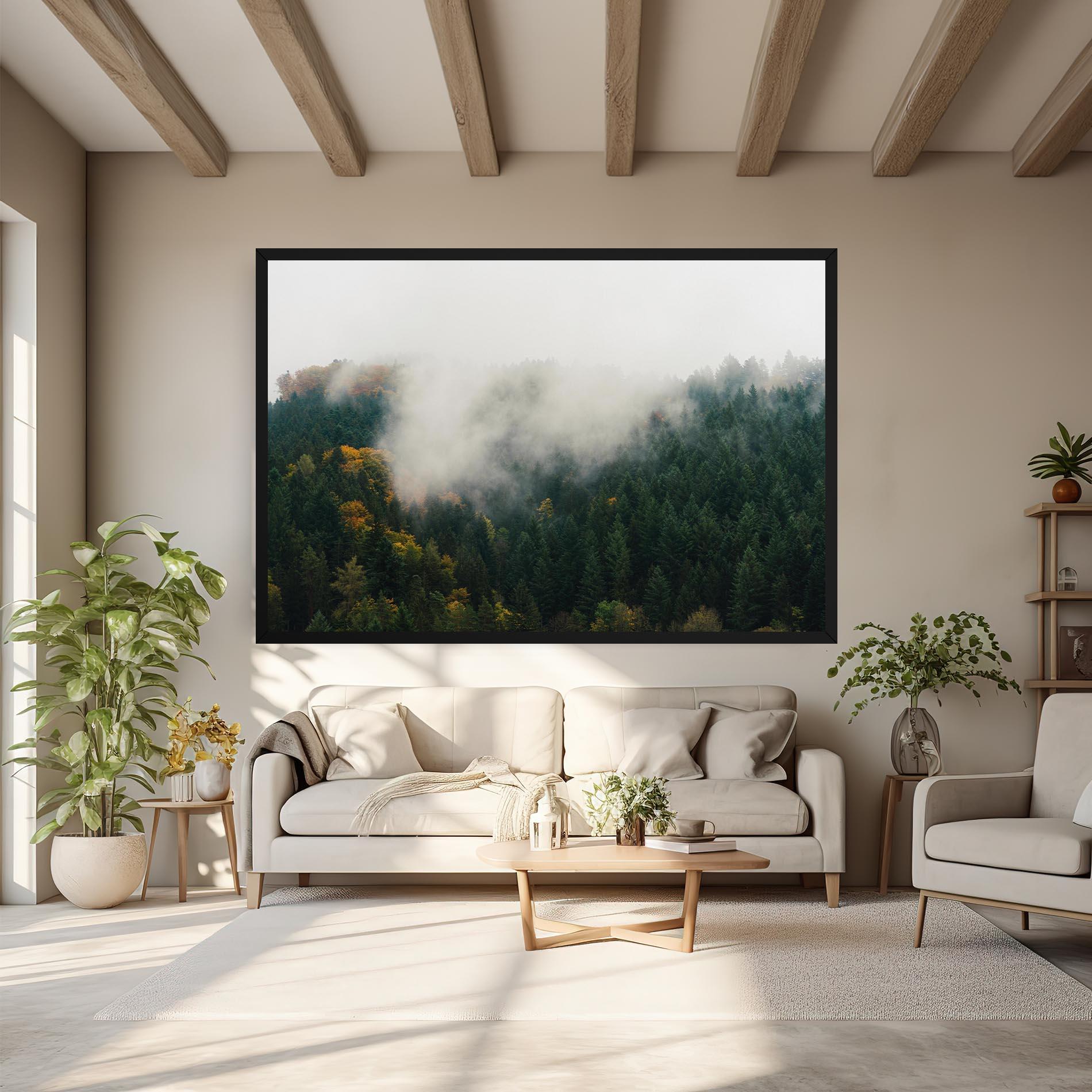 Obraz na Płótnie Foggy Tree Forest mockup 6