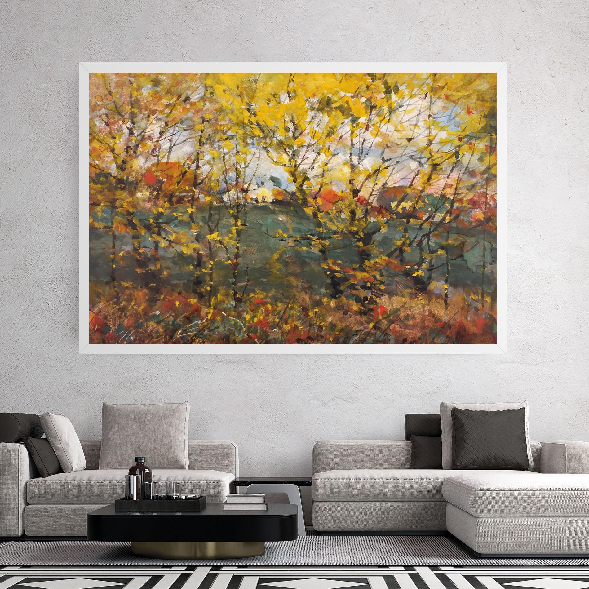 Obraz na Płótnie Autumn Painting Tree mockup 2