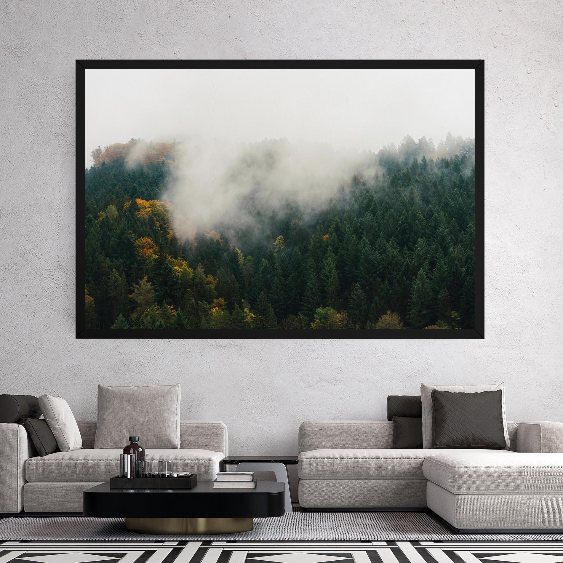 Obraz na Płótnie Foggy Tree Forest mockup 2