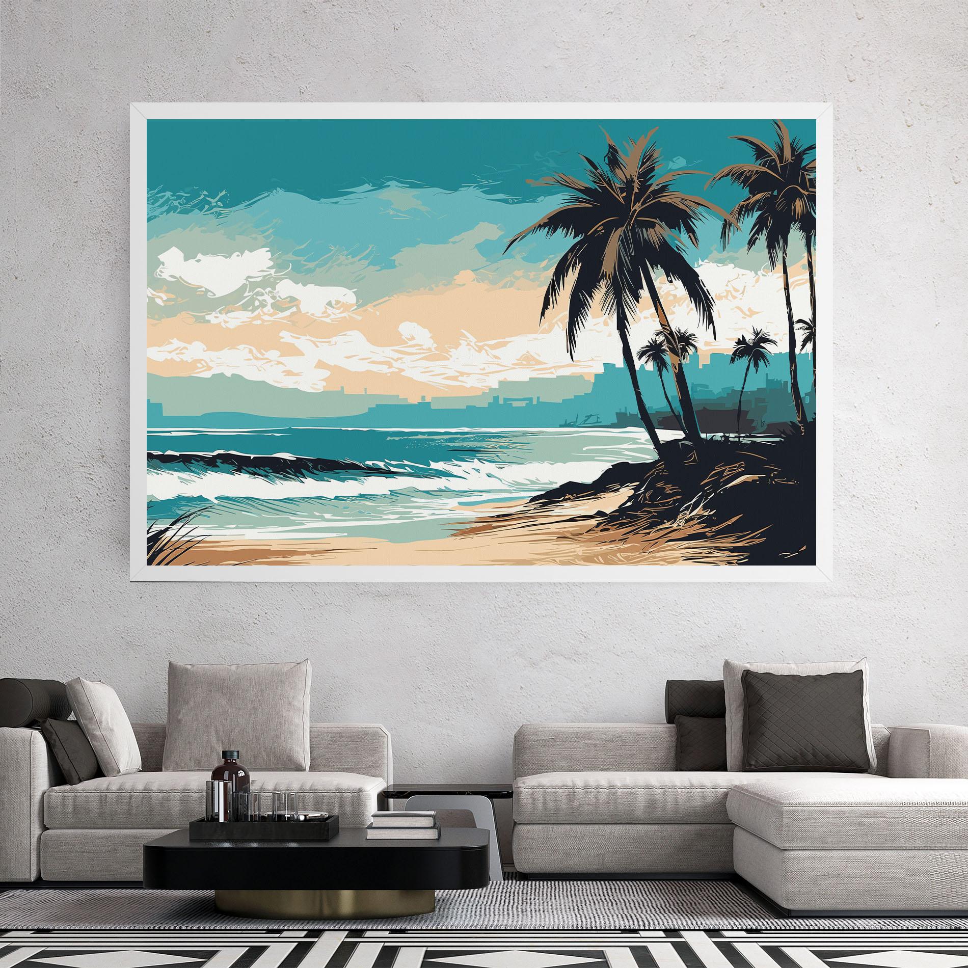 Obraz na Płótnie Cream Blue Beach mockup 2