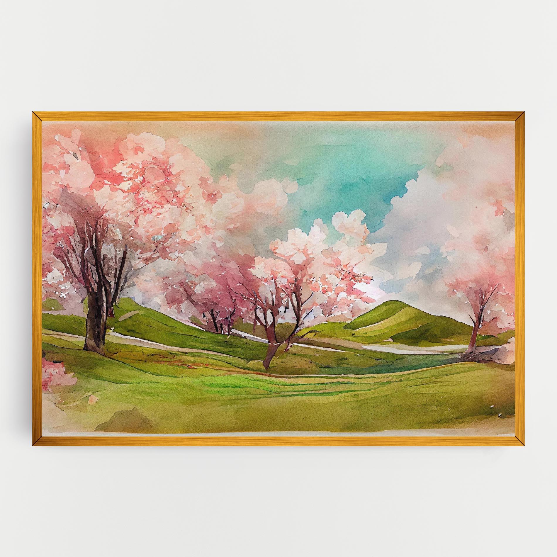 Obraz na Płótnie Spring Trees Painting mockup 0
