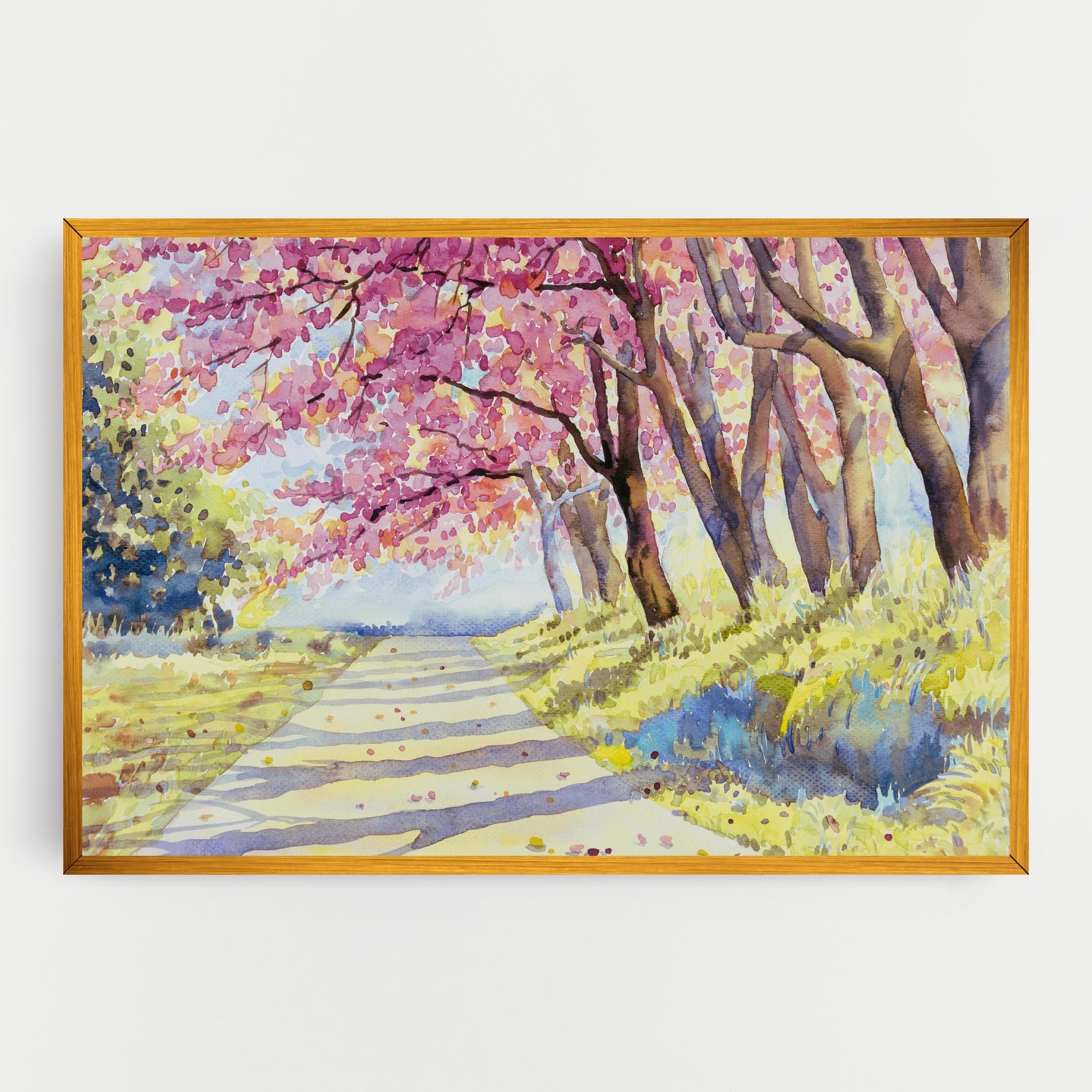 Obraz na Płótnie Watercolor Spring Landscape mockup 0