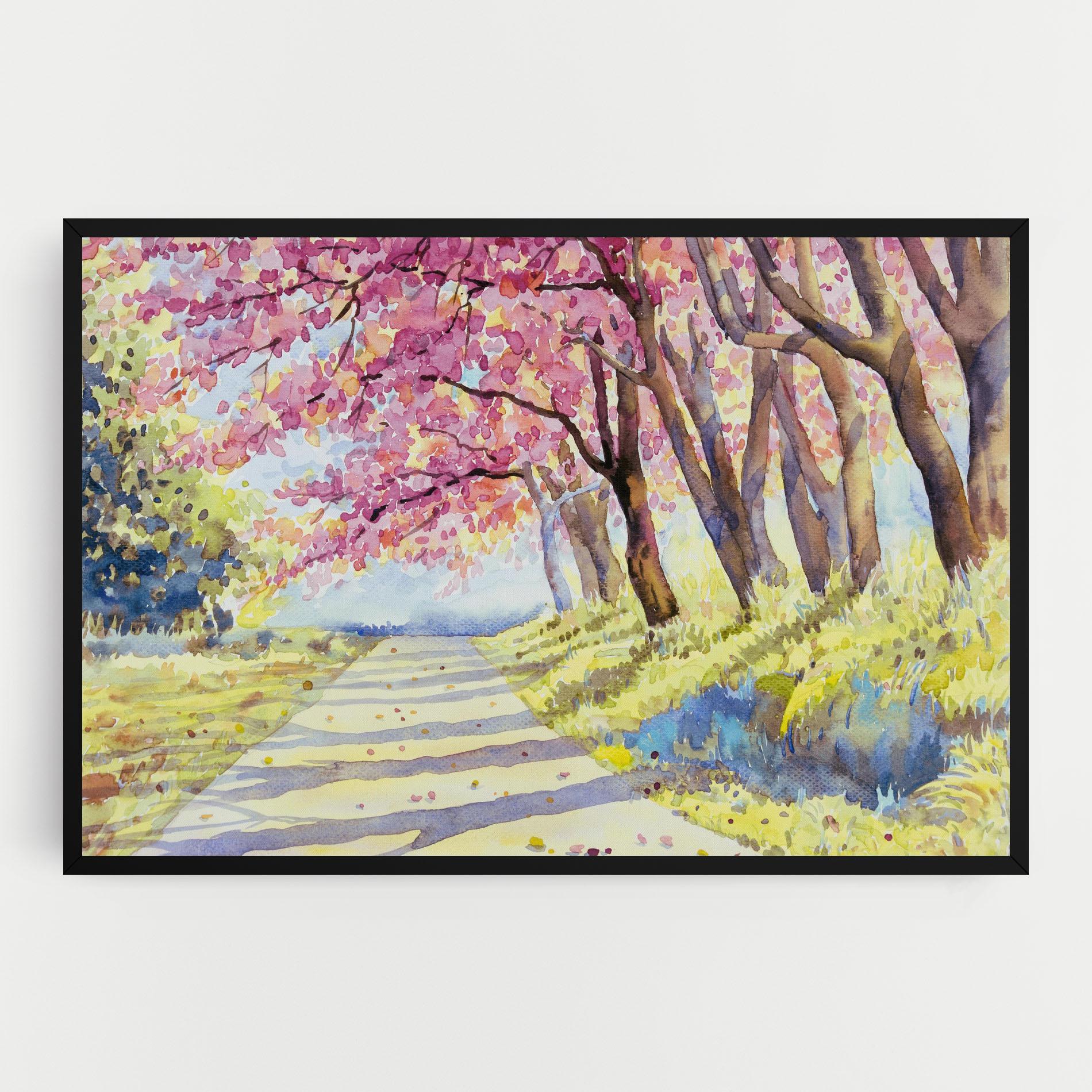 Obraz na Płótnie Watercolor Spring Landscape mockup 0