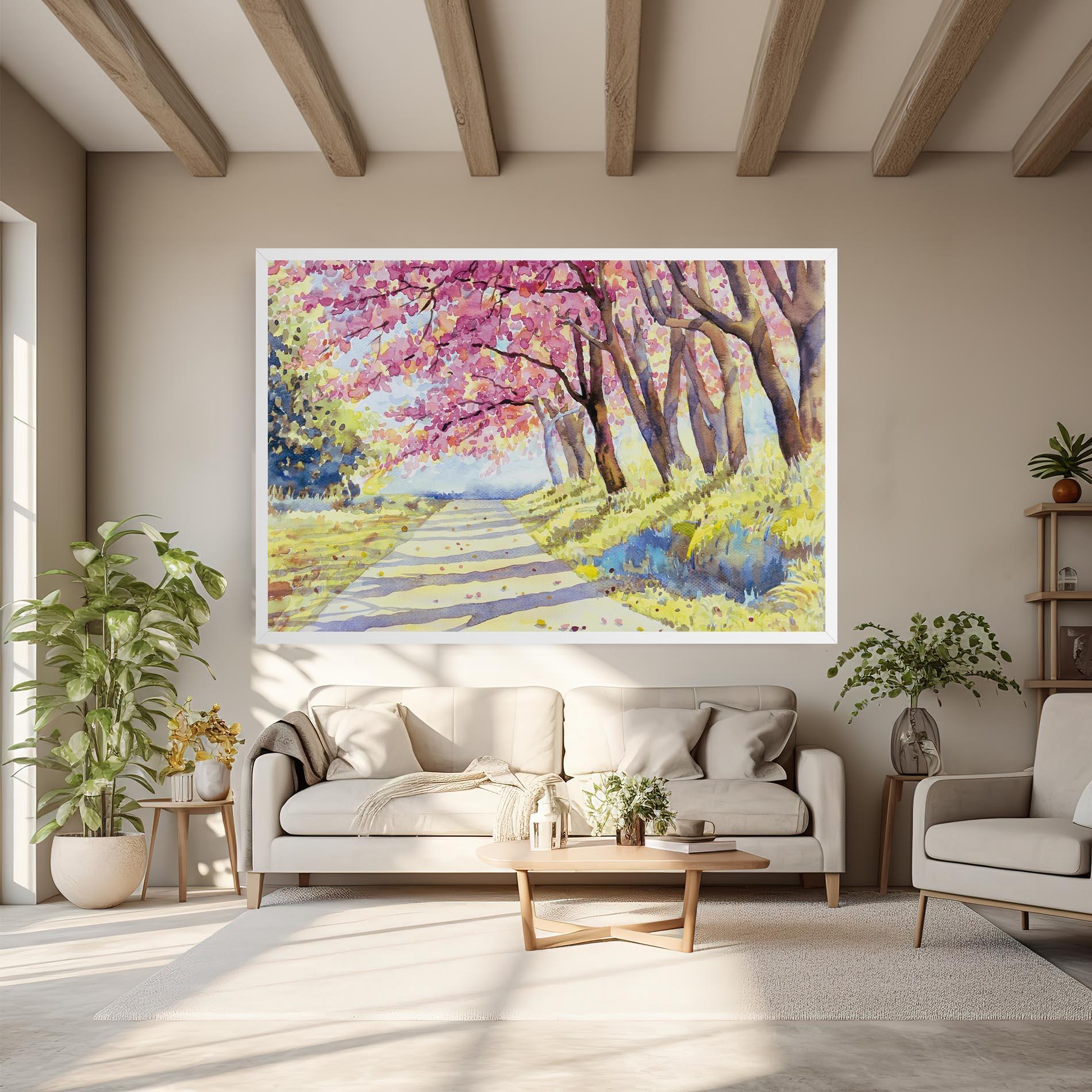 Obraz na Płótnie Watercolor Spring Landscape mockup 6