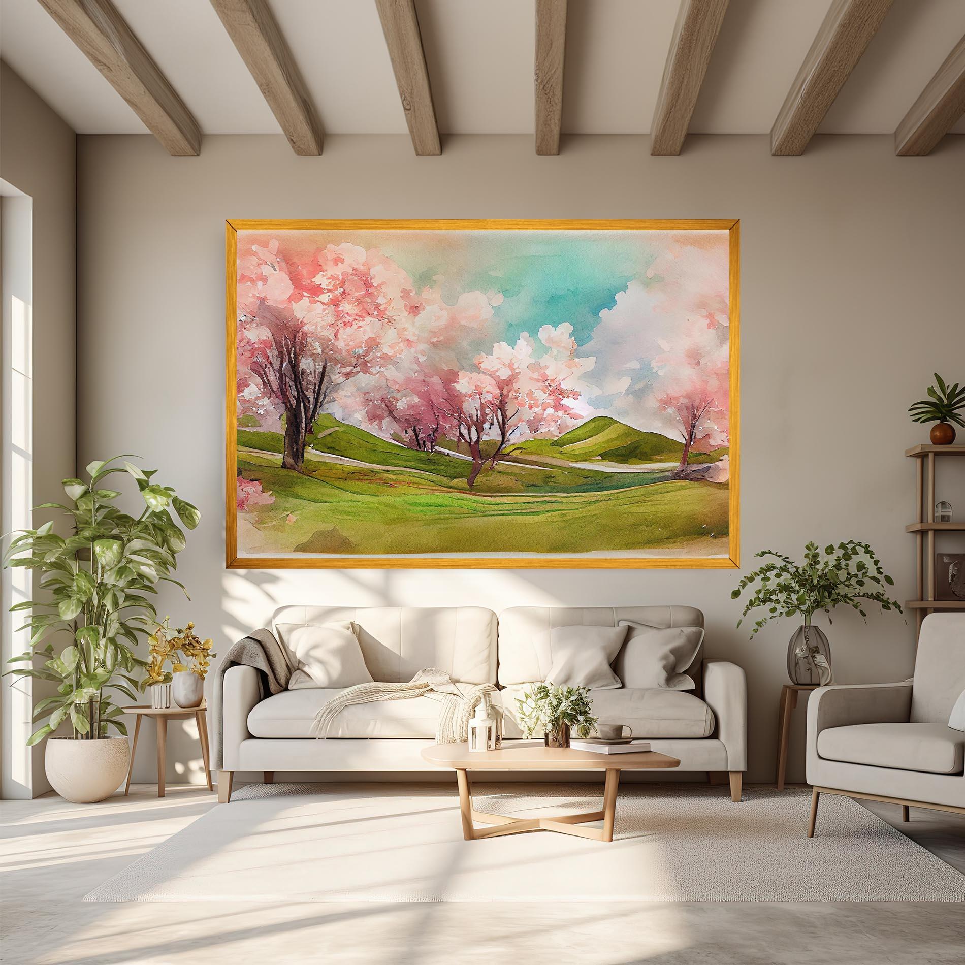 Obraz na Płótnie Spring Trees Painting mockup 6
