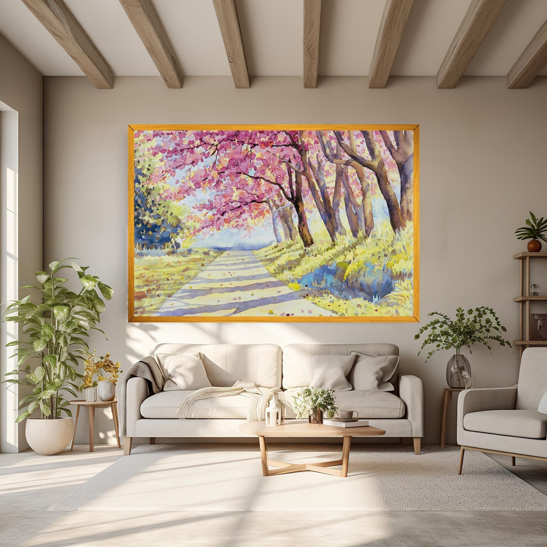 Obraz na Płótnie Watercolor Spring Landscape mockup 6