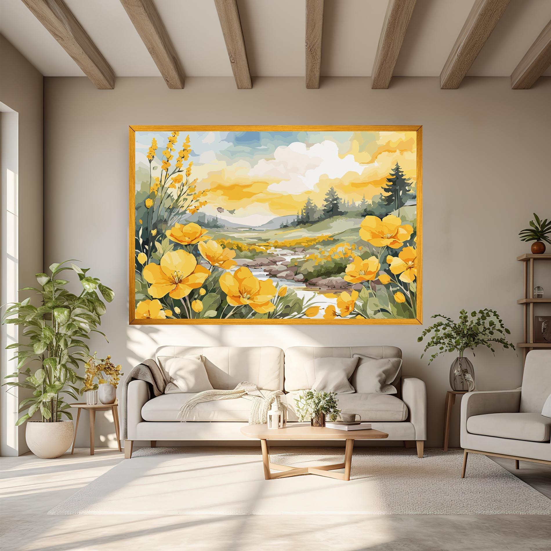 Obraz na Płótnie Yellow Spring Flower mockup 6