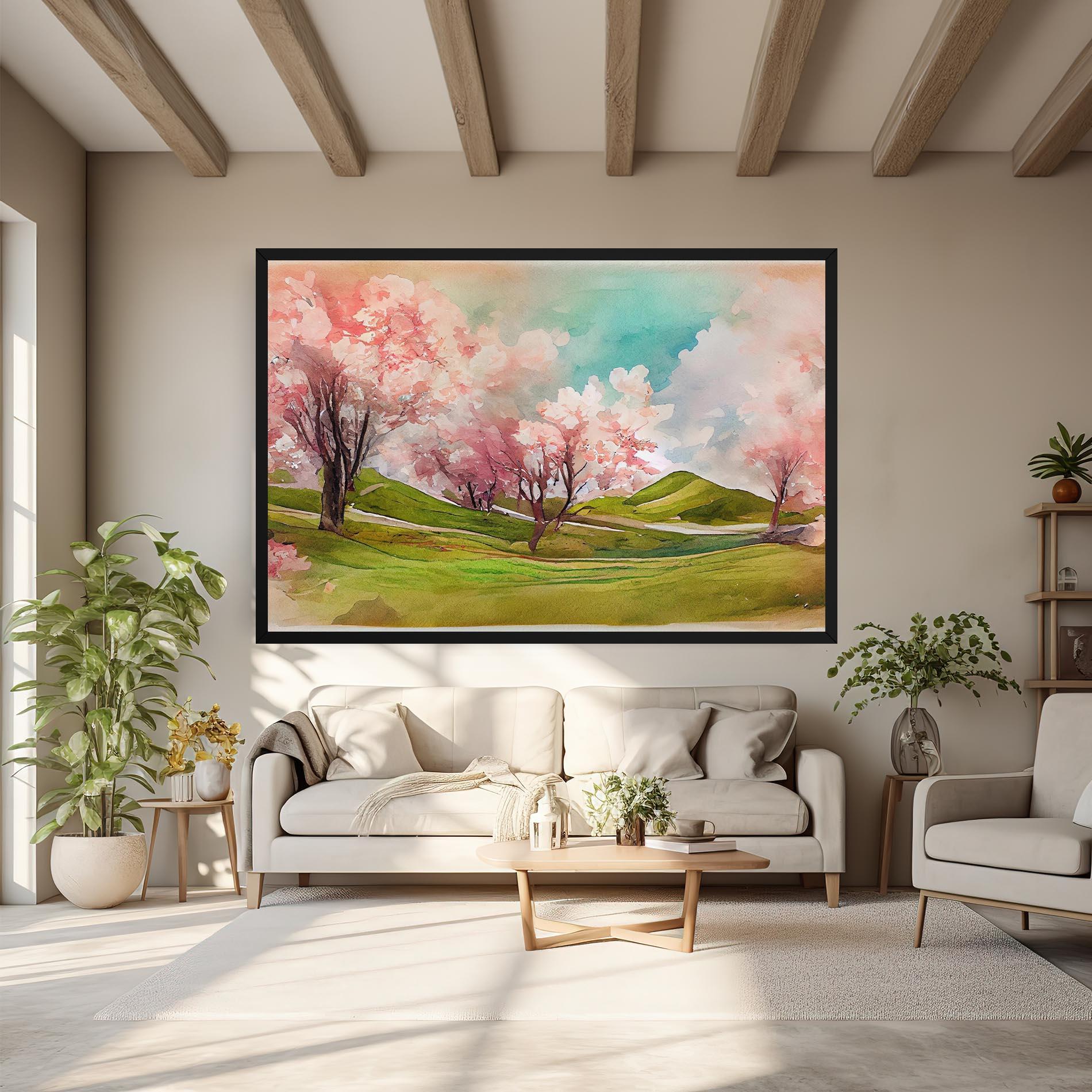 Obraz na Płótnie Spring Trees Painting mockup 6